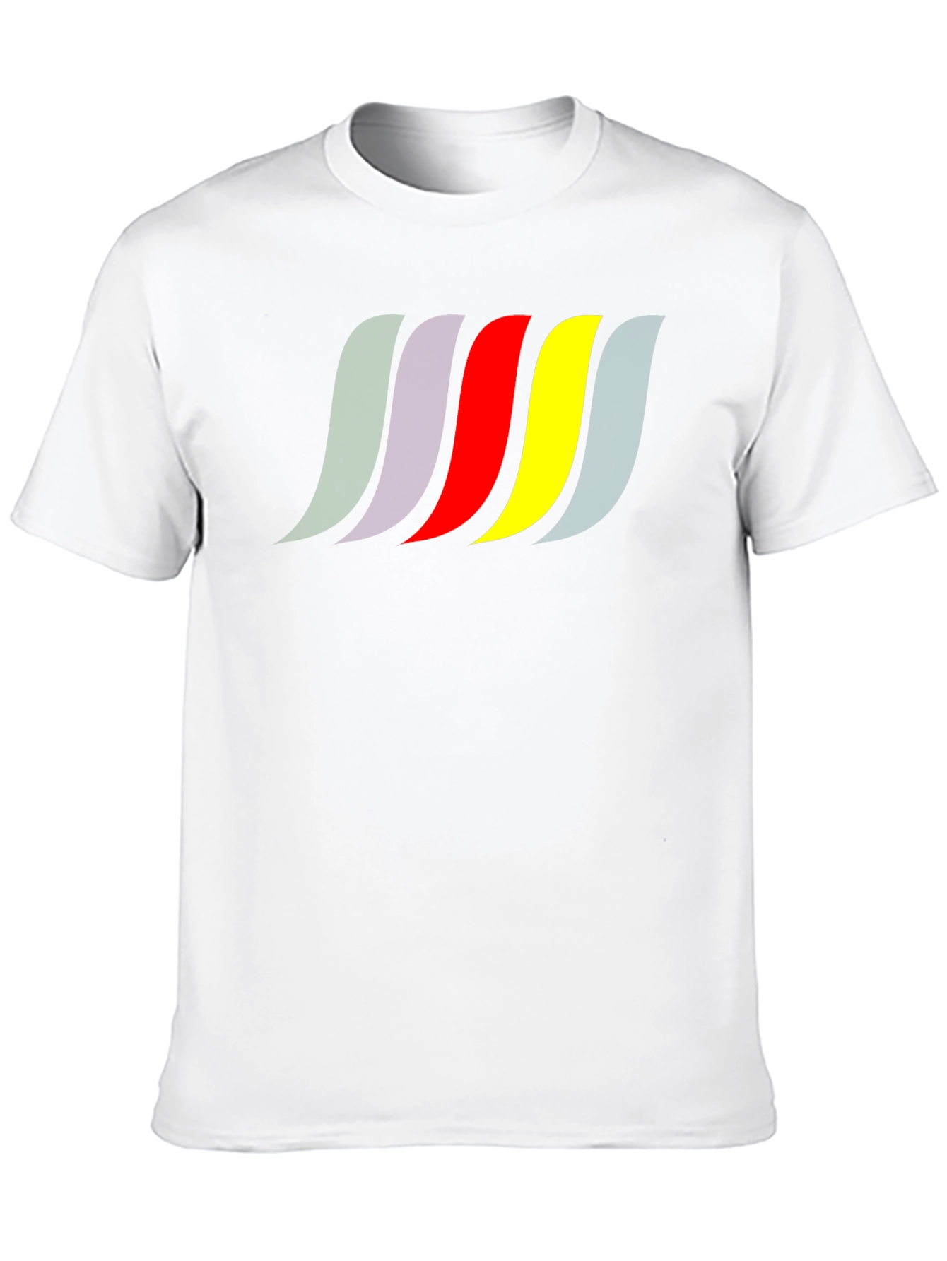 Black Men's Black T-Shirt with Retro Color Wave Design view 10