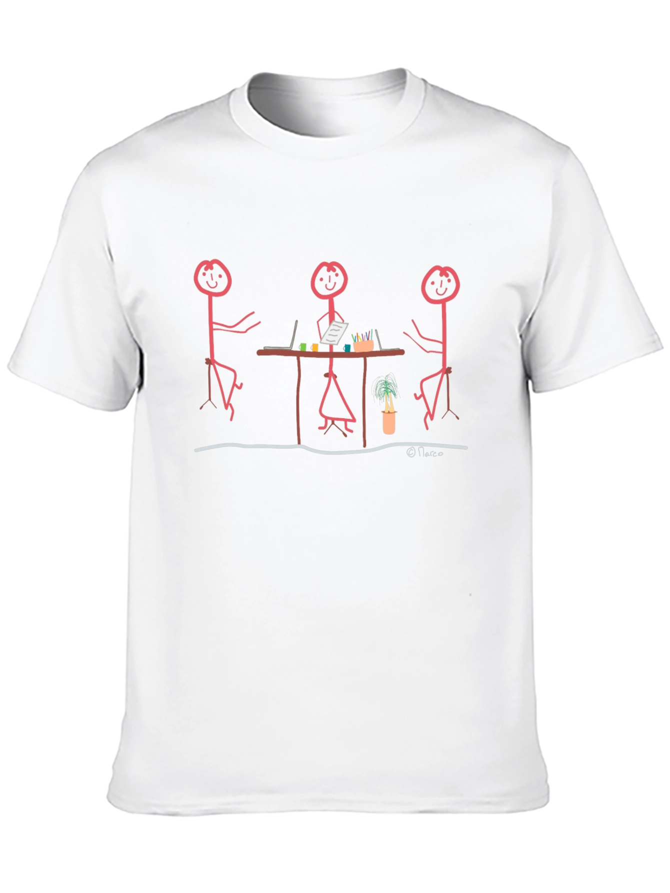 Black Stick Figure Meeting Black T-Shirt view 10