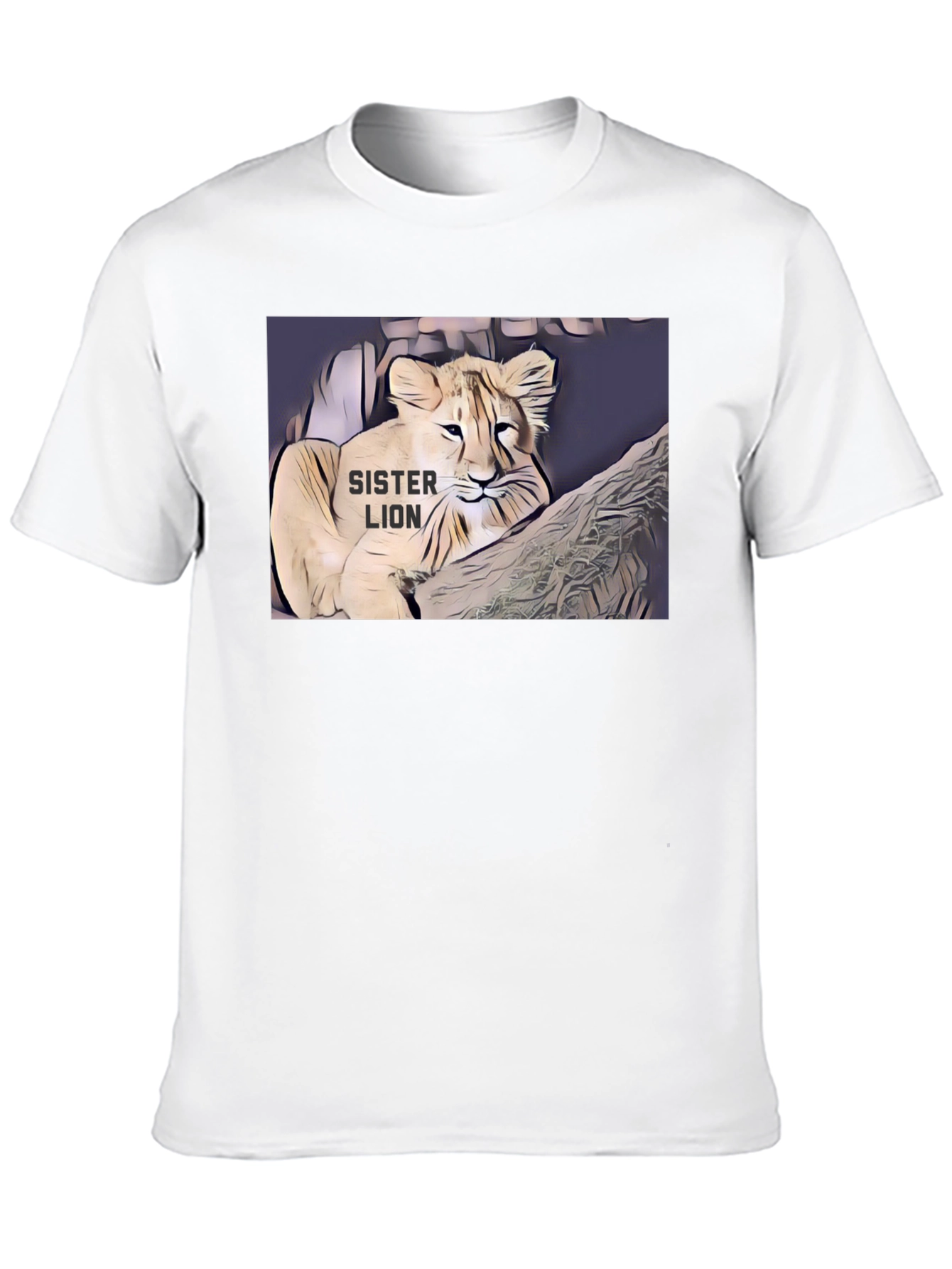 Black Sister Lion Graphic Tee - Black Cotton T-Shirt view 10