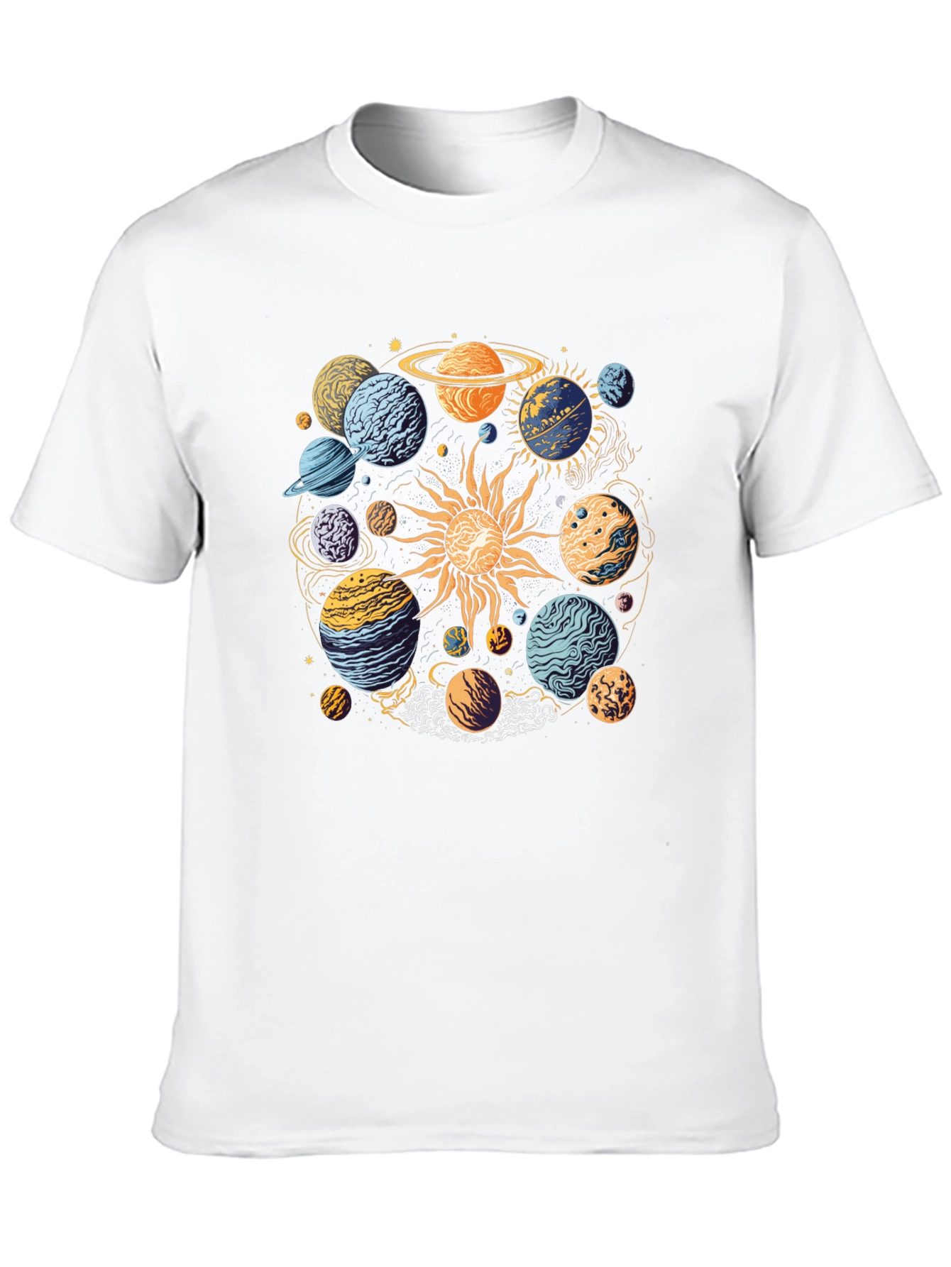 Black Planetary System Graphic T-Shirt - Black Cotton Tee view 10