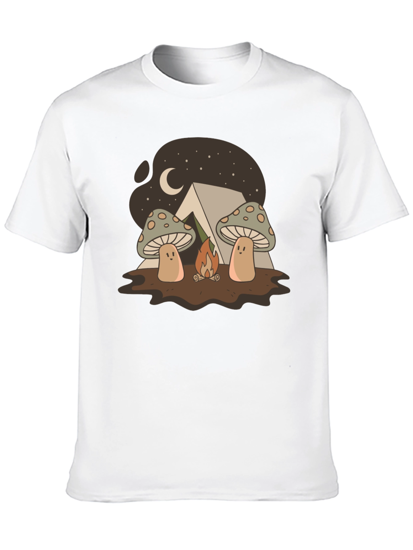 Black Mushroom Campfire Graphic T-Shirt - Nature Lover Tee view 10