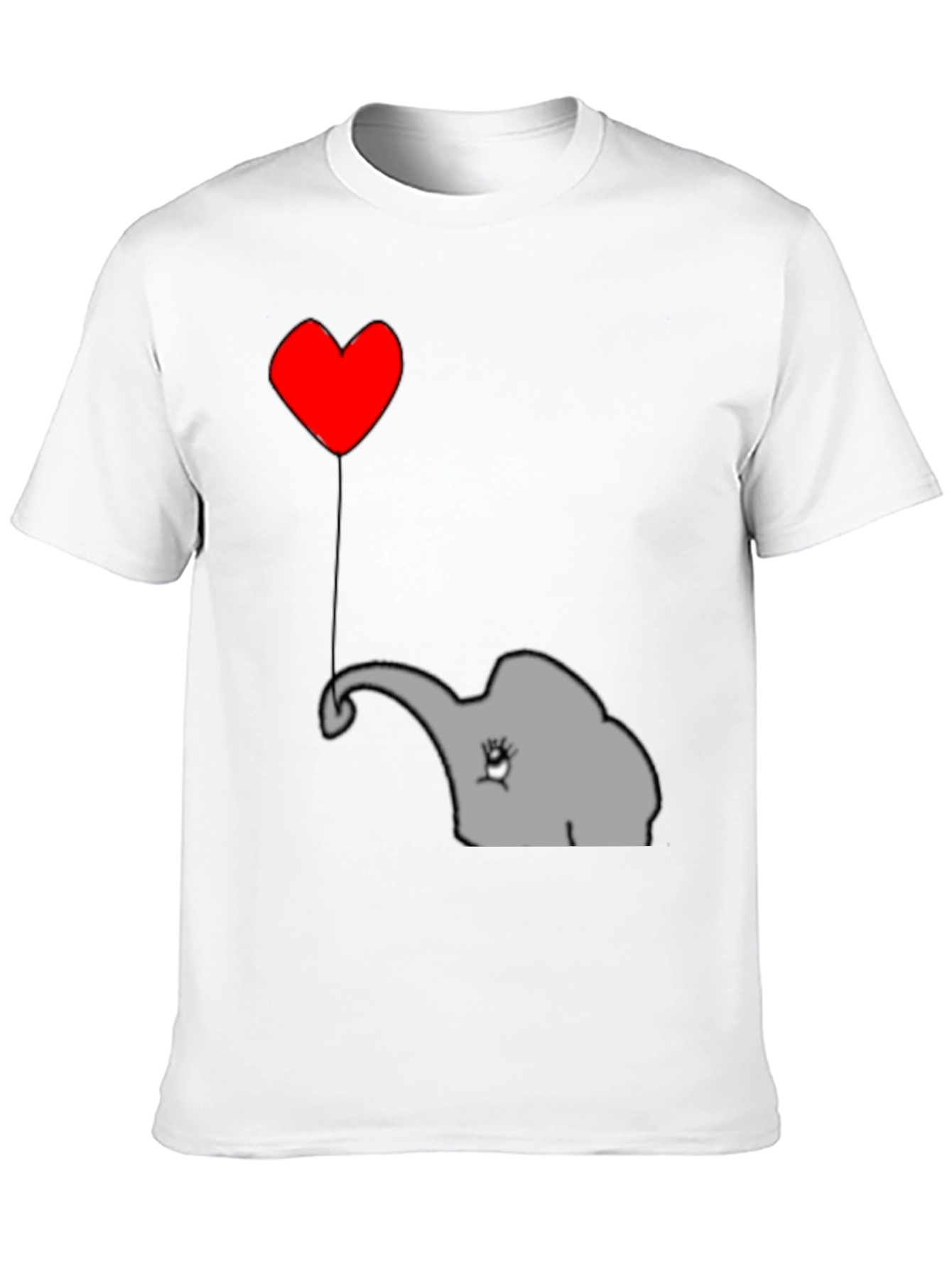 Black Elephant Heart Balloon T-Shirt - Cute Animal Tee view 10