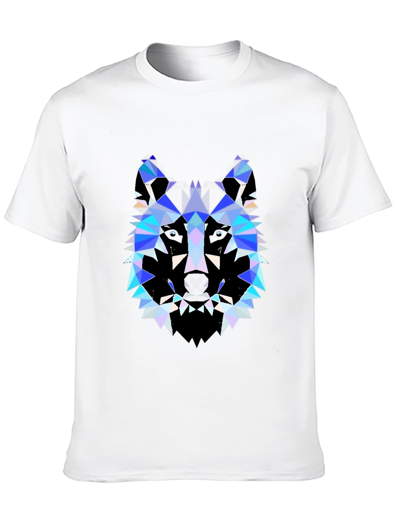 Black Geometric Wolf Print Black T-Shirt view 10