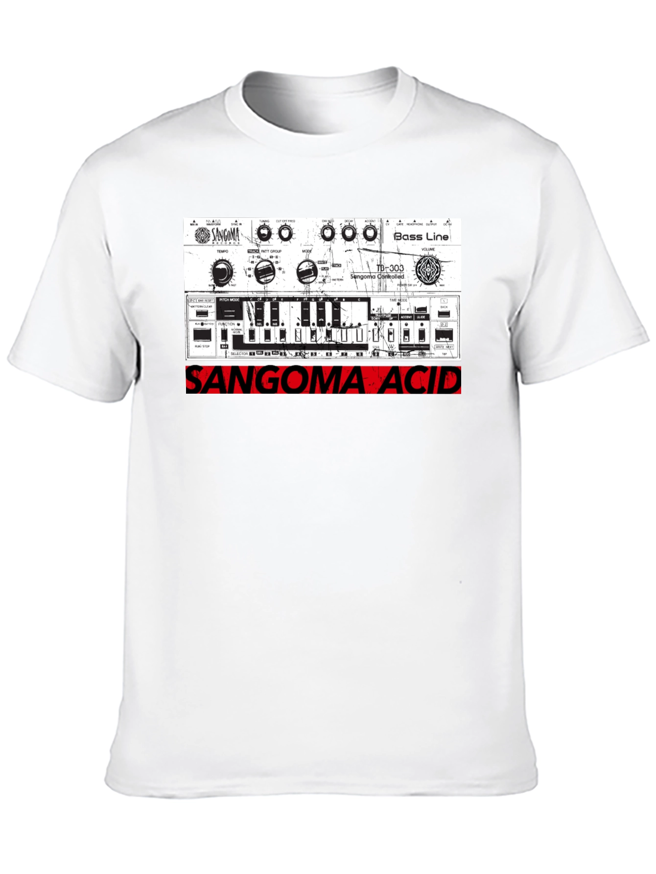 Black Sangoma Acid Music Synth Graphic Tee view 10