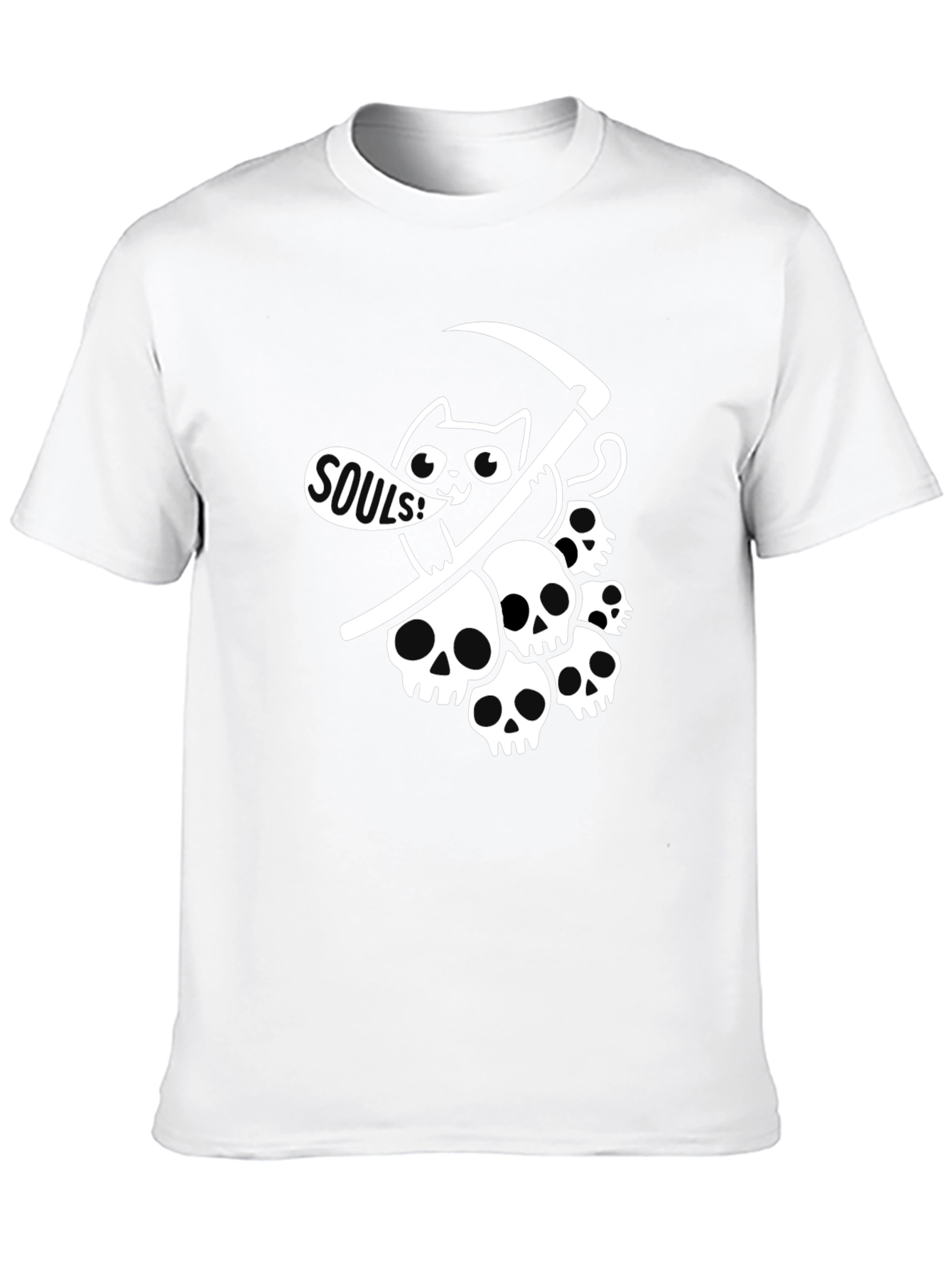 Black Grim Reaper Cat Graphic Tee - Deathly Cute! view 10