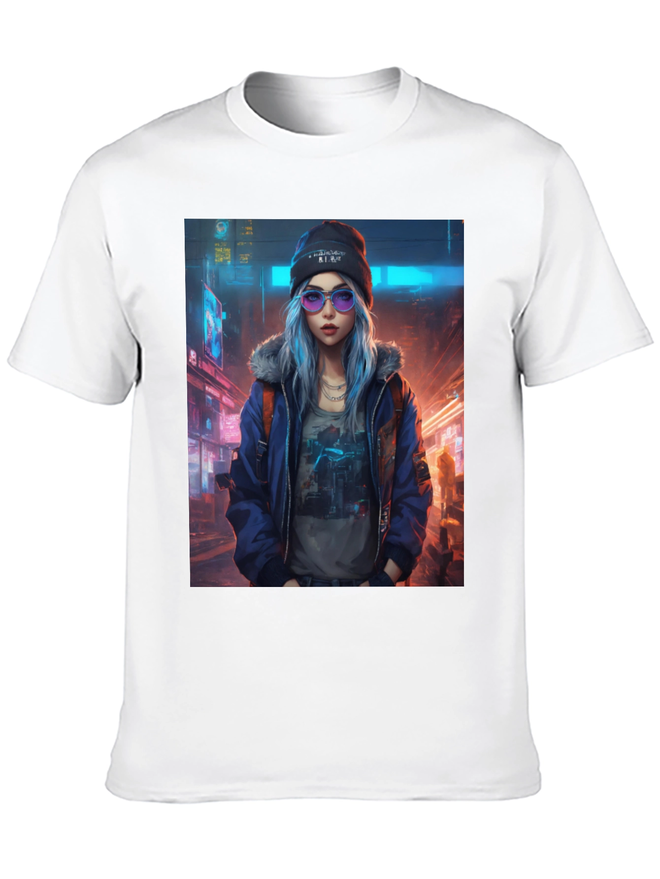 Black Cyberpunk Girl Graphic T-Shirt - Trendy Urban Style view 10