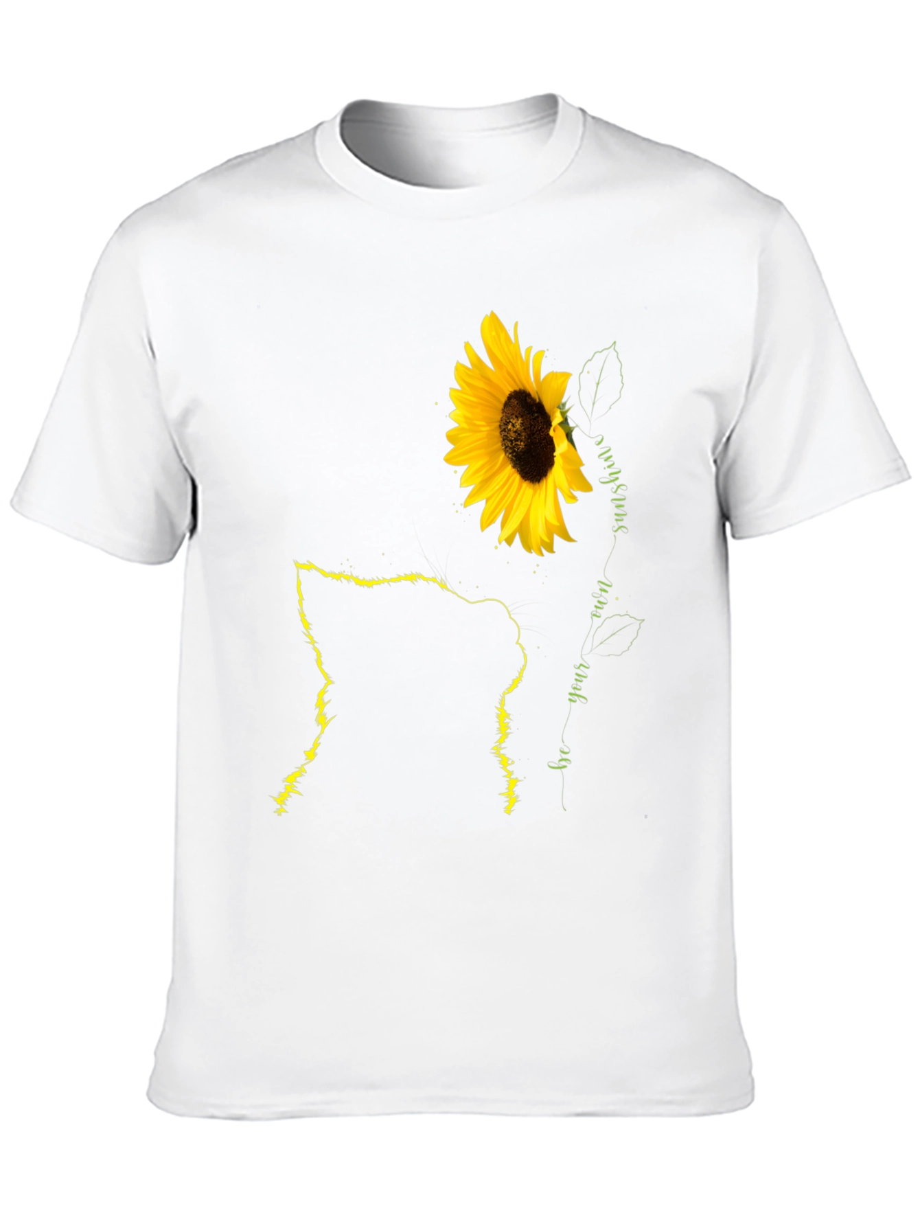 Black Sunflower Cat Lover Black T-Shirt view 10