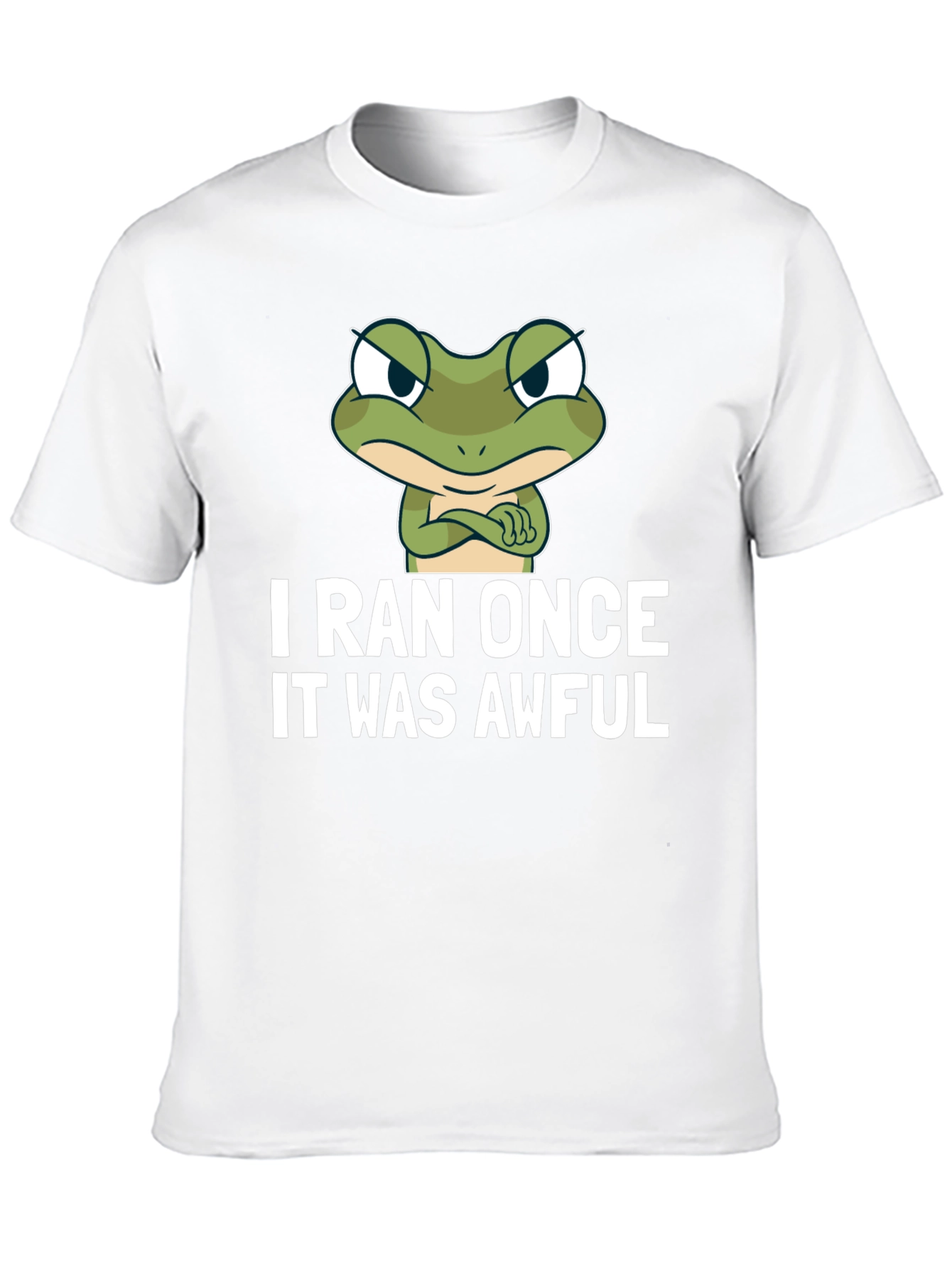 Black Funny Frog Graphic T-Shirt - "I Ran Once It Was Awful" view 10