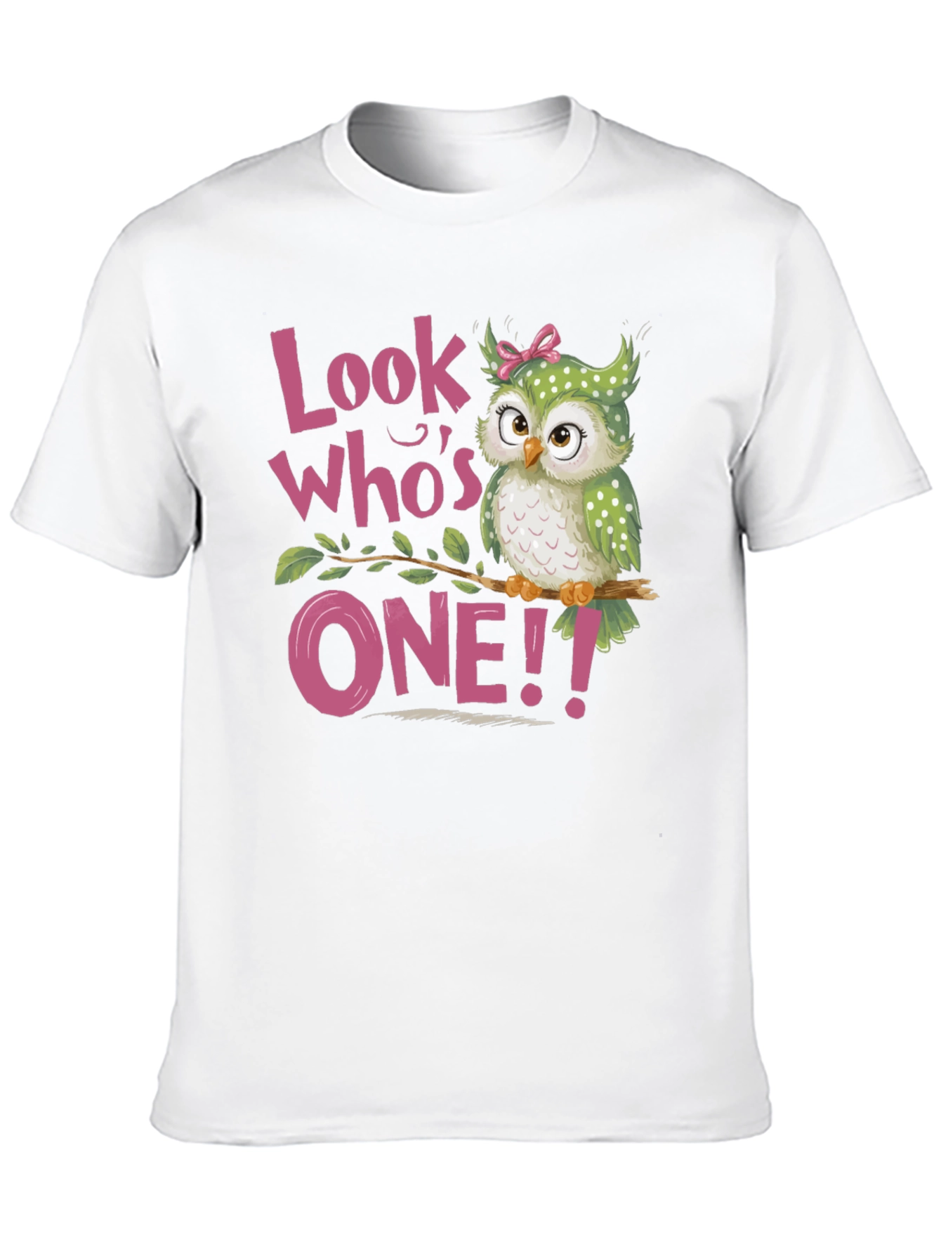 Black Look Who's One! Baby's 1st Birthday Owl T-Shirt view 10