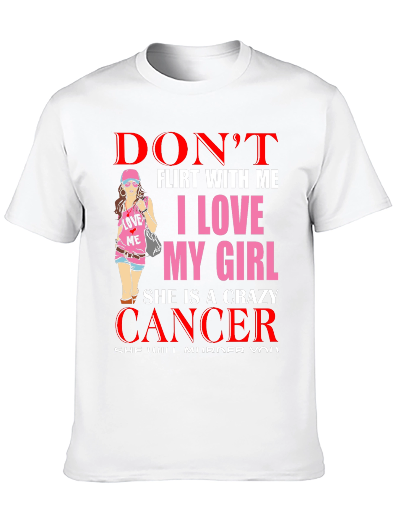 Black Don't Flirt Cancer Girl T-Shirt view 10
