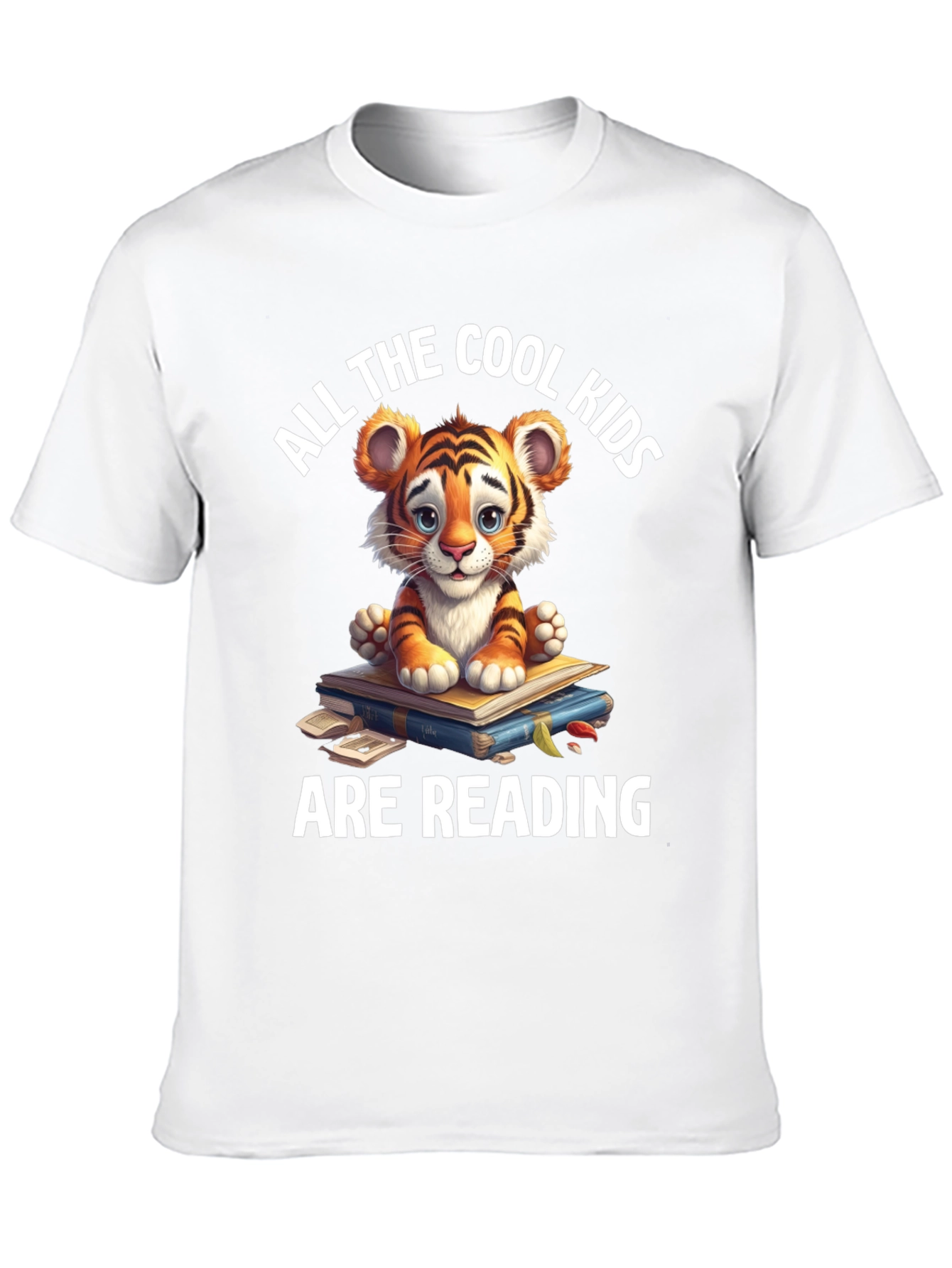 Black Cute Tiger Cub Reading T-Shirt view 10