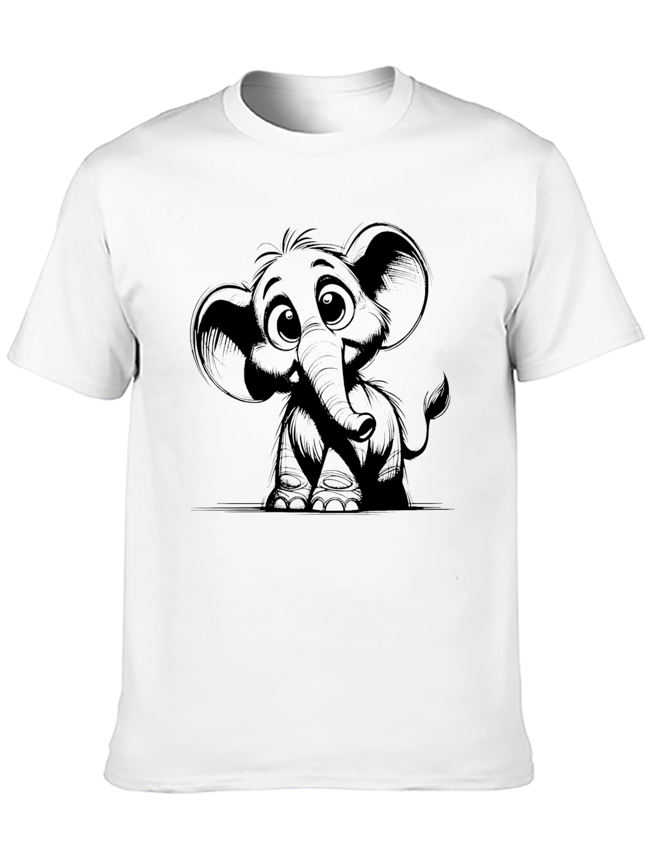 Black Cute Elephant Graphic Black T-Shirt view 10