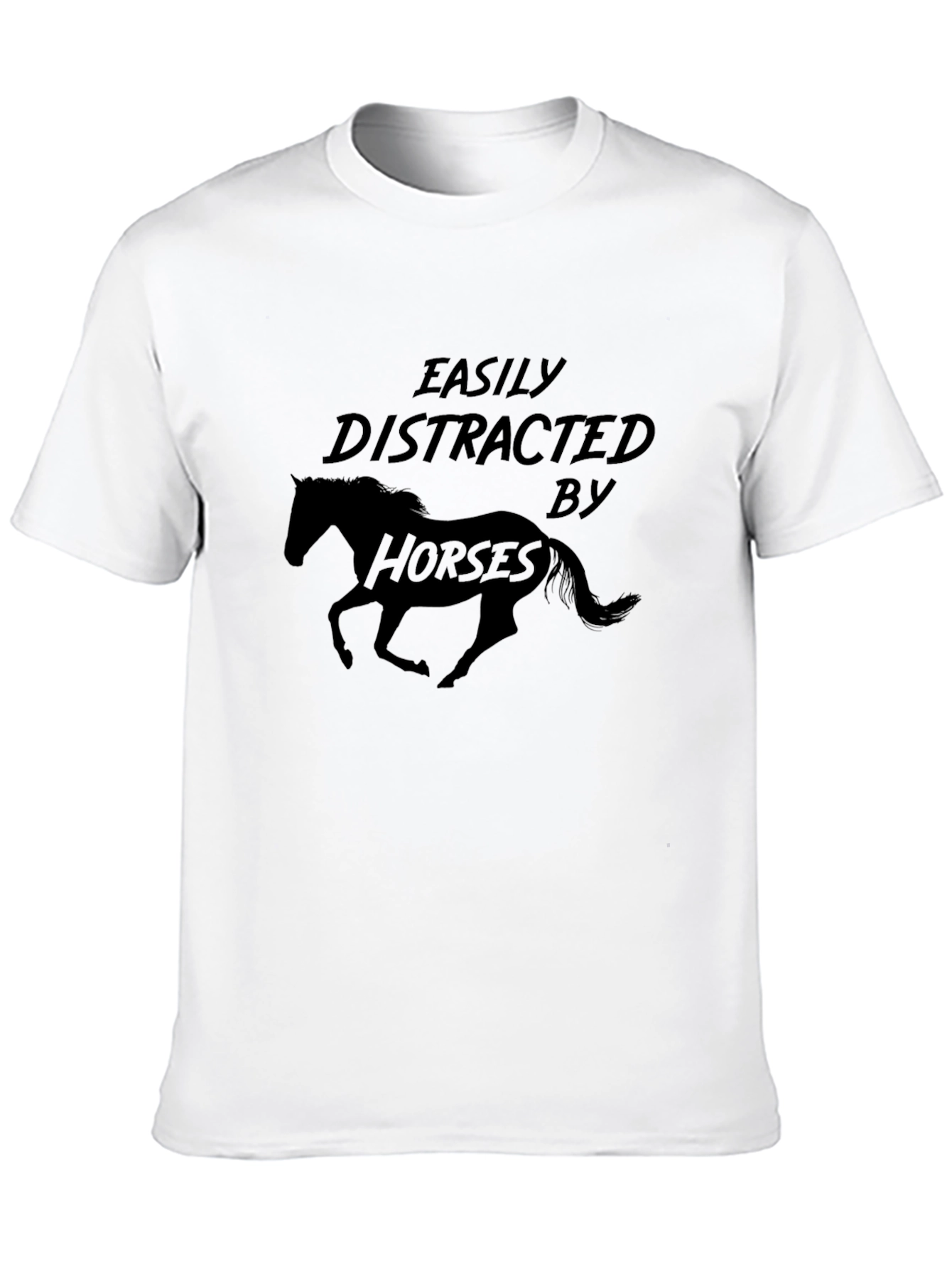 Black Easily Distracted By Horses Graphic Tee view 10