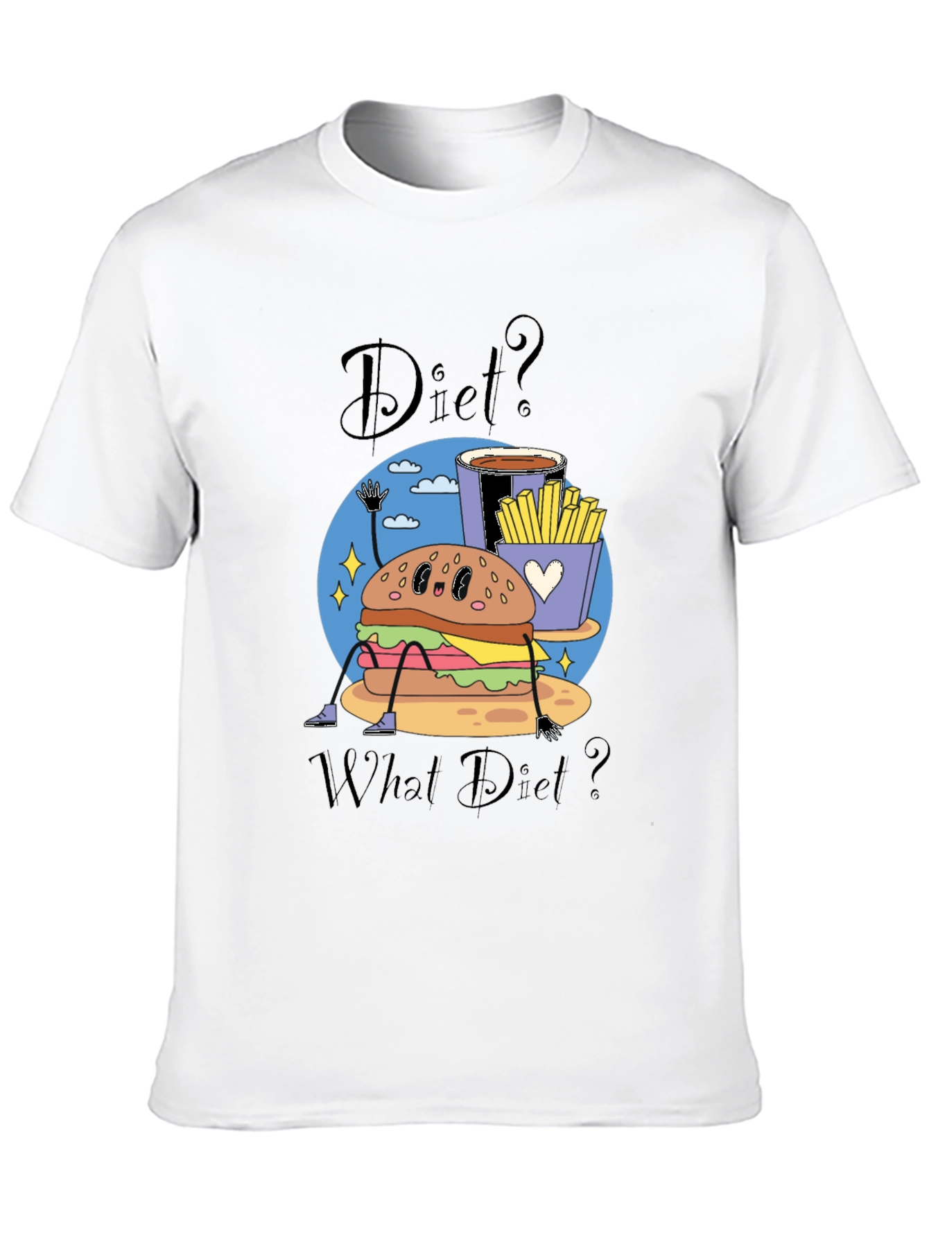 Black Diet? What Diet? Funny Cartoon Food T-Shirt view 10