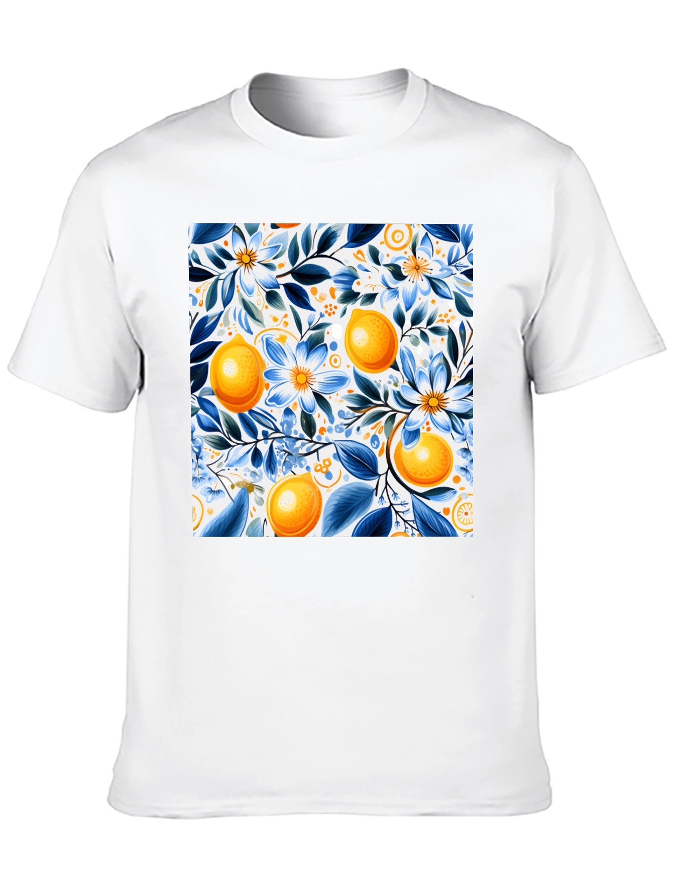 Black Floral Lemon Print Black T-Shirt view 10