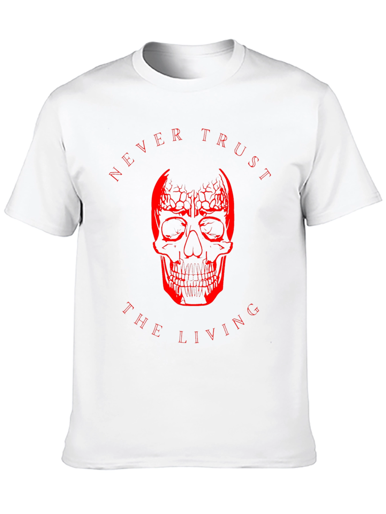 Black Edgy Skull Graphic Tee - Never Trust the Living T-Shirt view 10