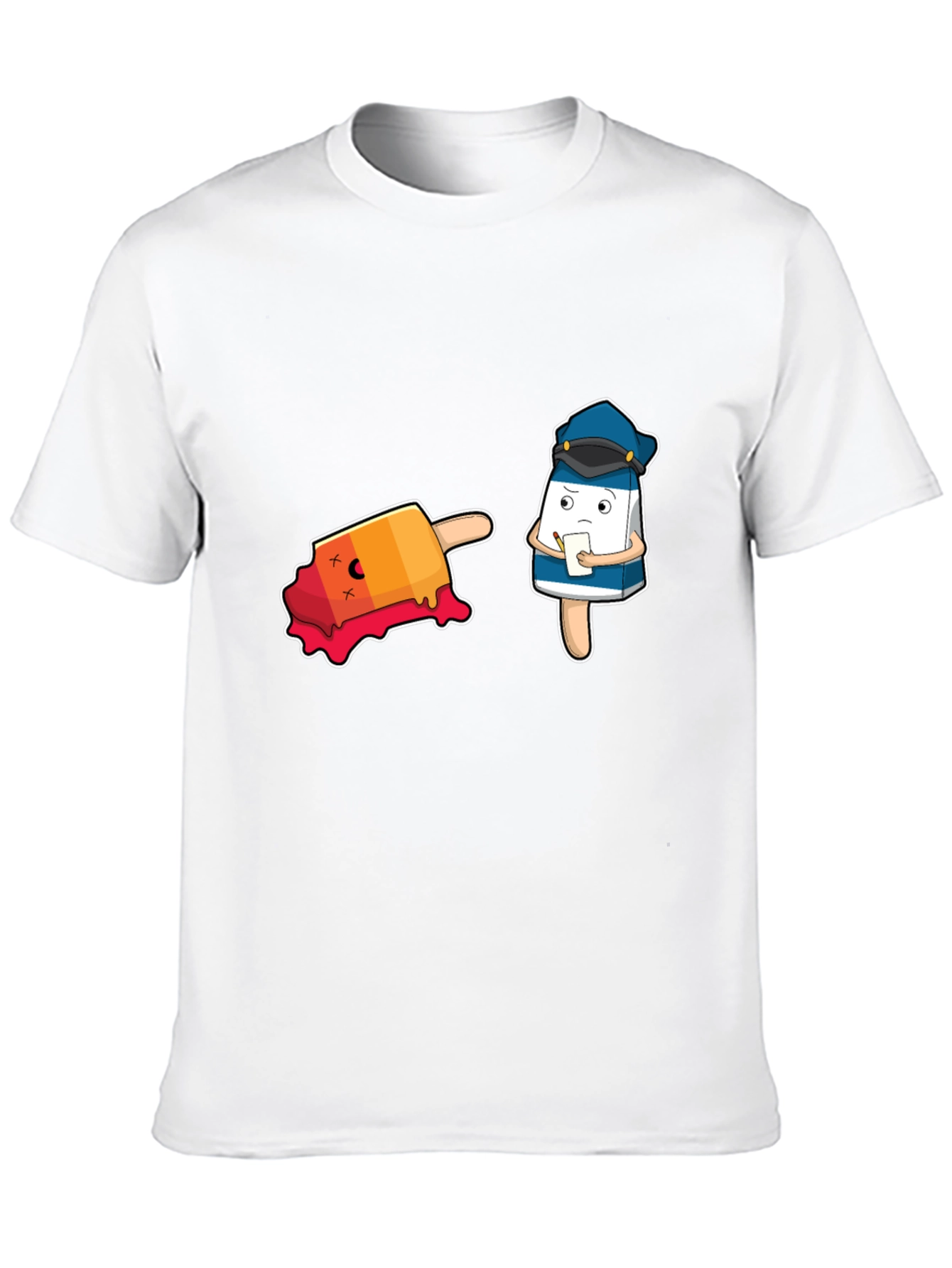 Black Funny Cartoon Ice Cream Police T-Shirt view 10