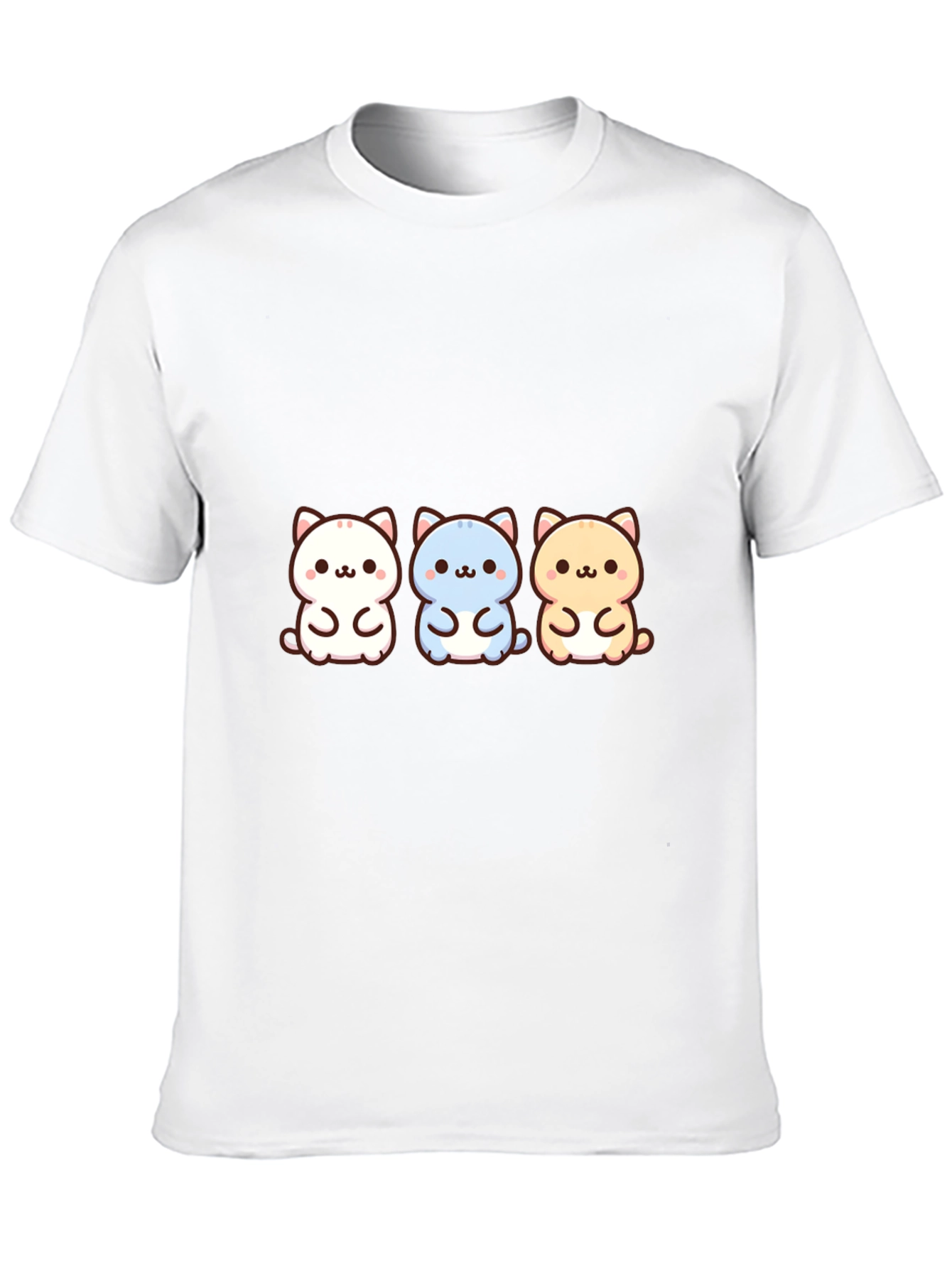 Black Cute Cartoon Cat Trio Black T-Shirt view 10