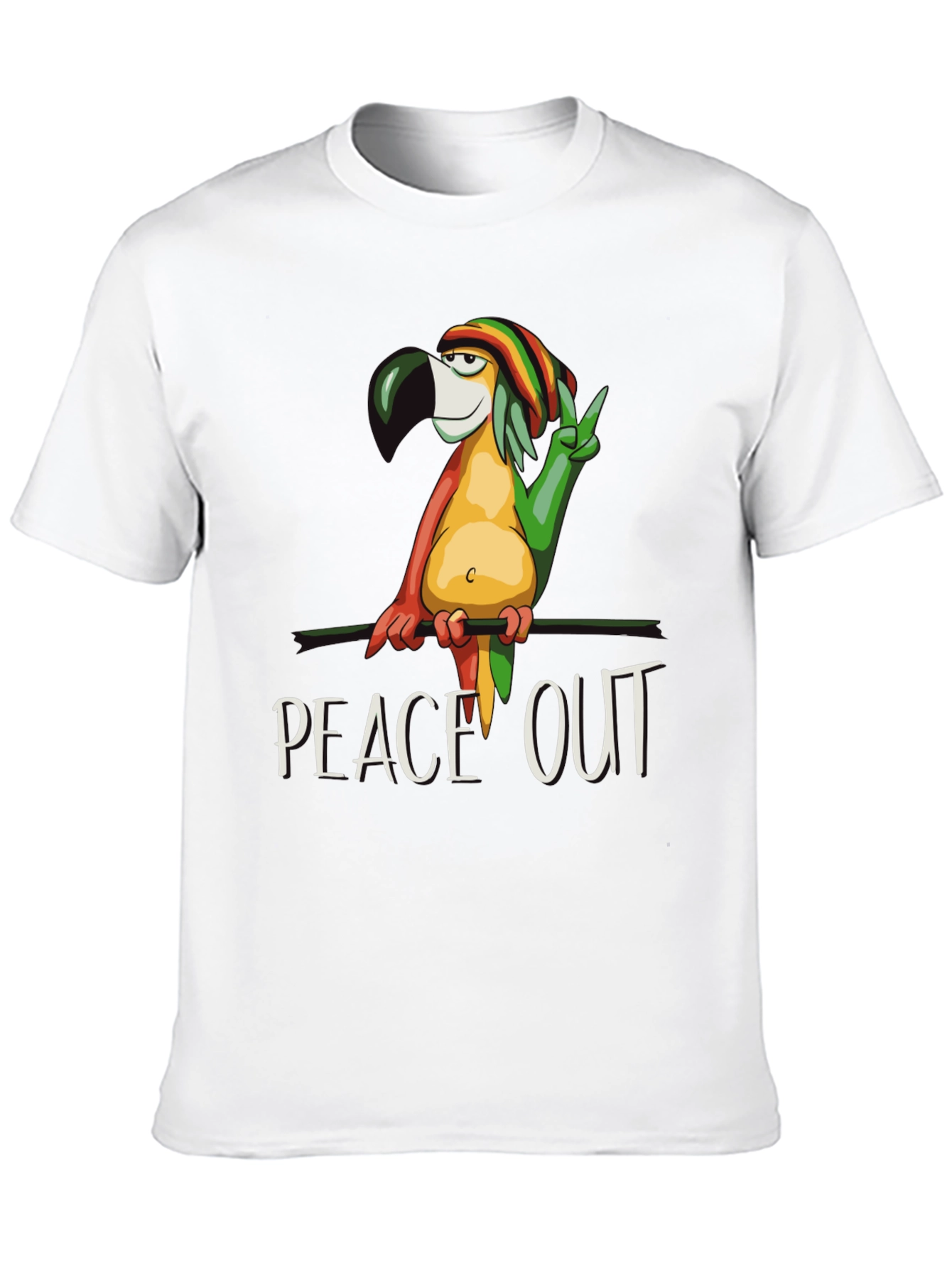 Black Peace Out Parrot Graphic T-Shirt view 10