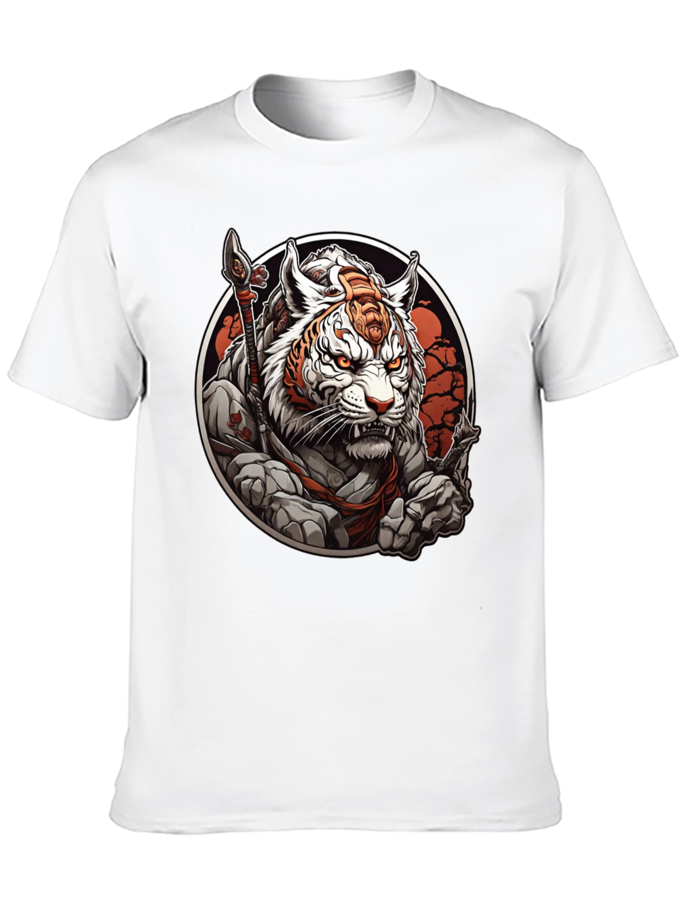 Black Tiger Warrior Graphic Tee - Men's Black T-Shirt view 10