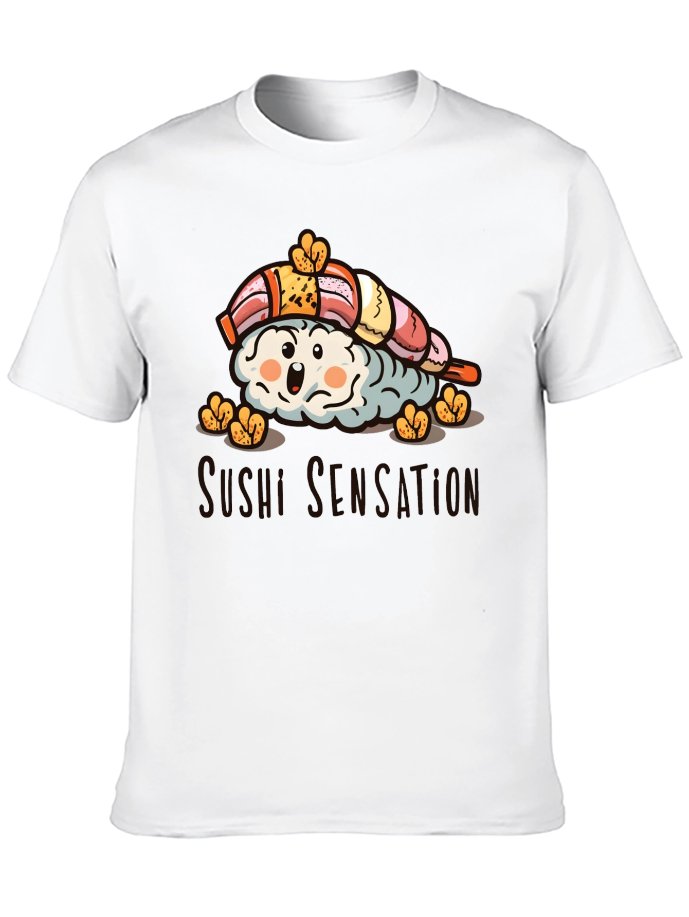 Black Sushi Sensation Graphic Tee - Black Cotton T-Shirt view 10