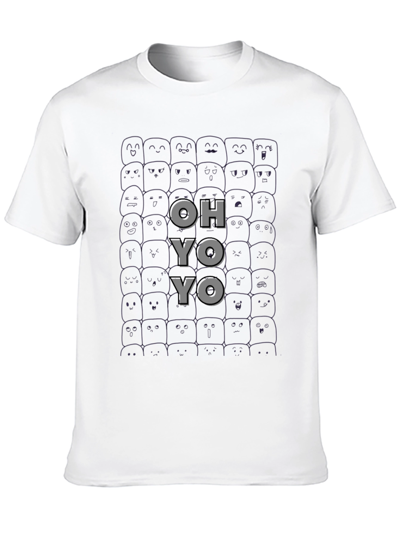 Black OH YO YO T-Shirt Funny Faces Black Cotton Tee view 10