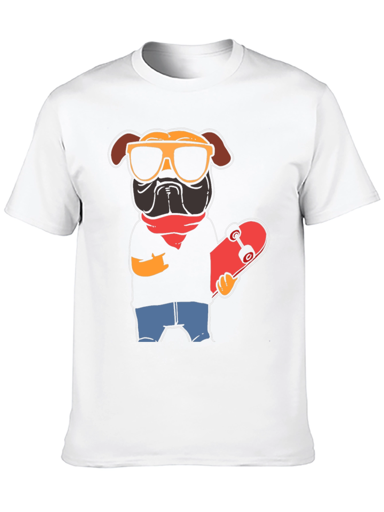 Black Cool Pug Skateboarder Graphic Tee view 10