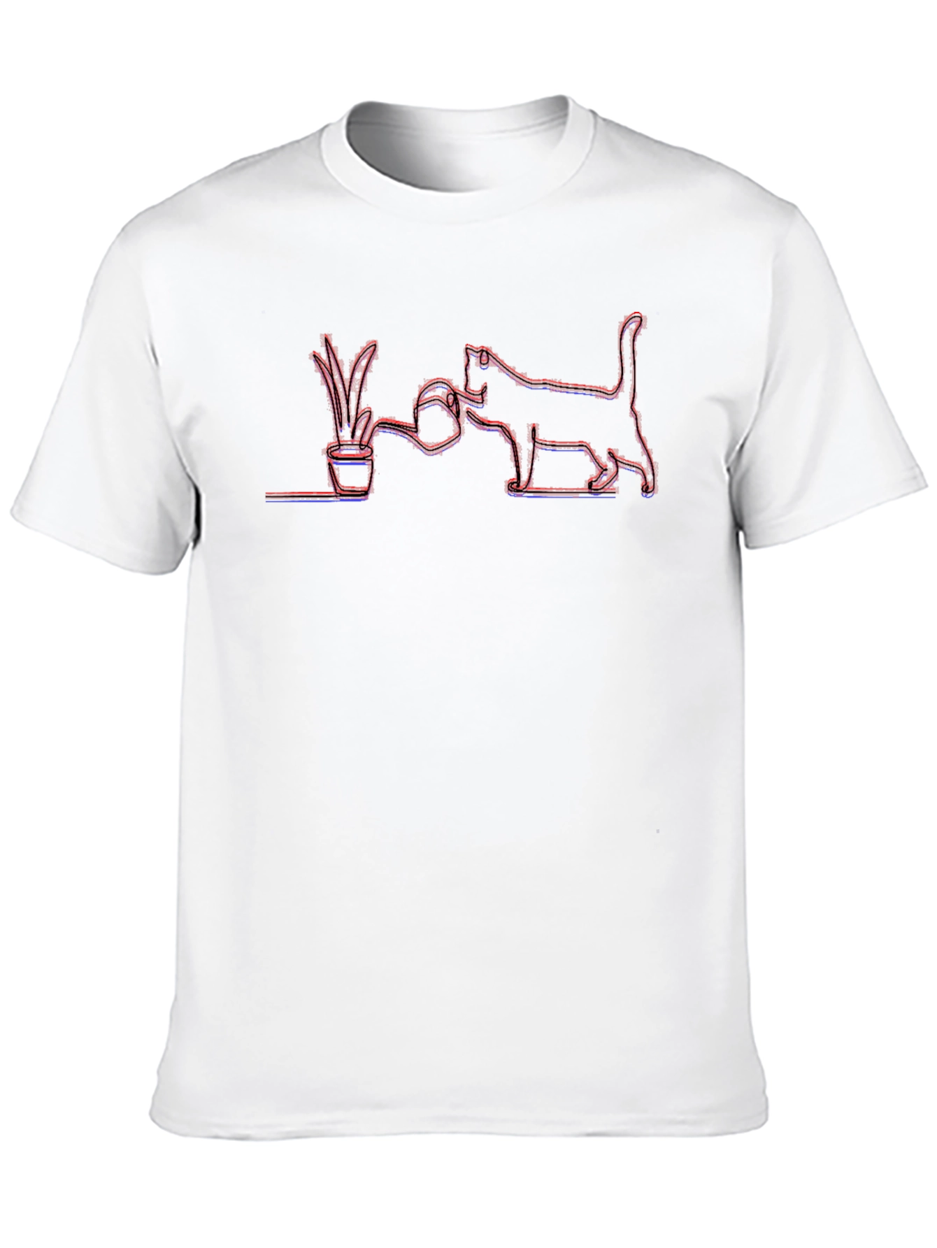 Black Cat Watering Plant Graphic T-Shirt view 10