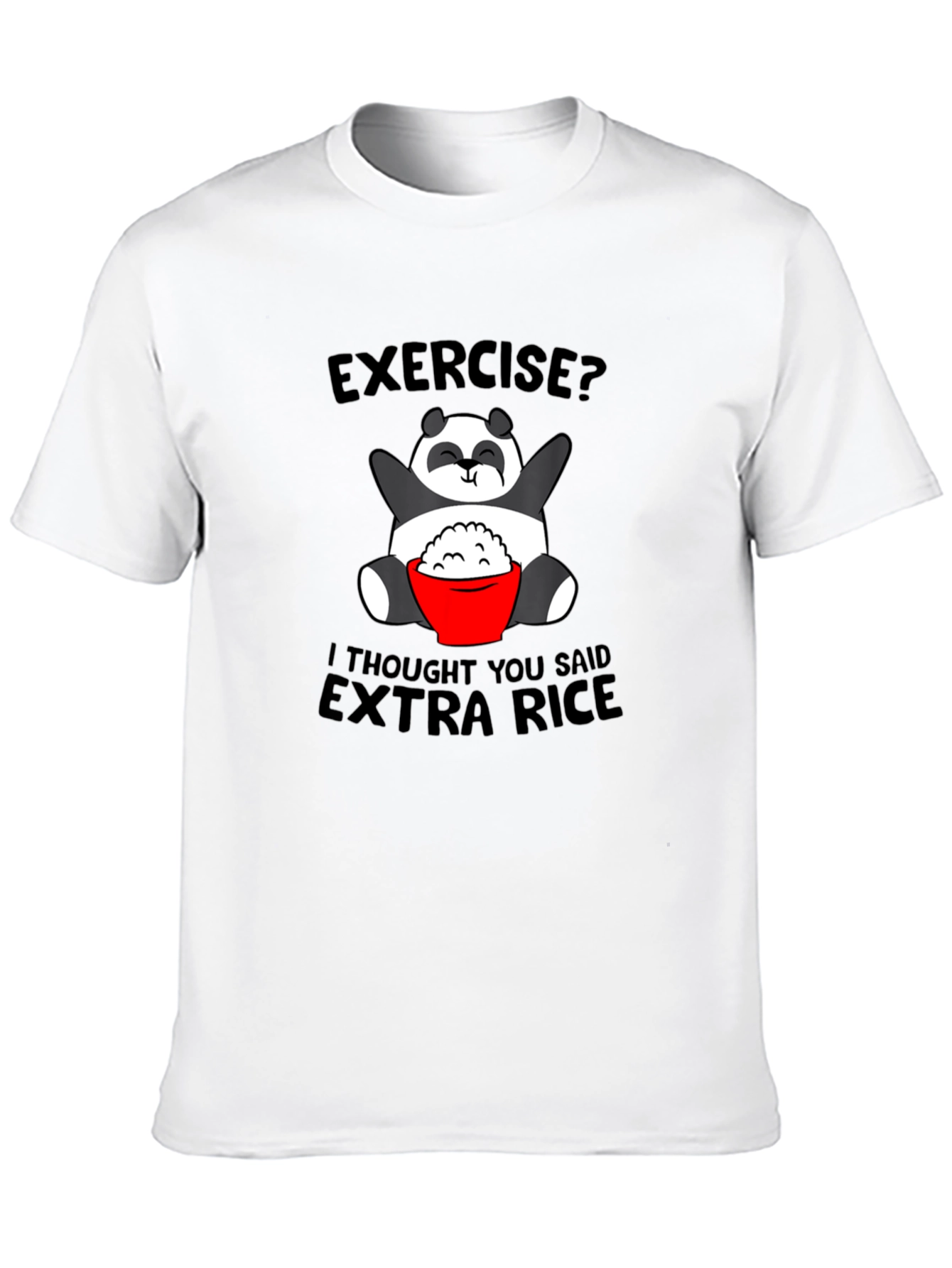 Black Funny Panda Extra Rice Graphic Tee Shirt view 10