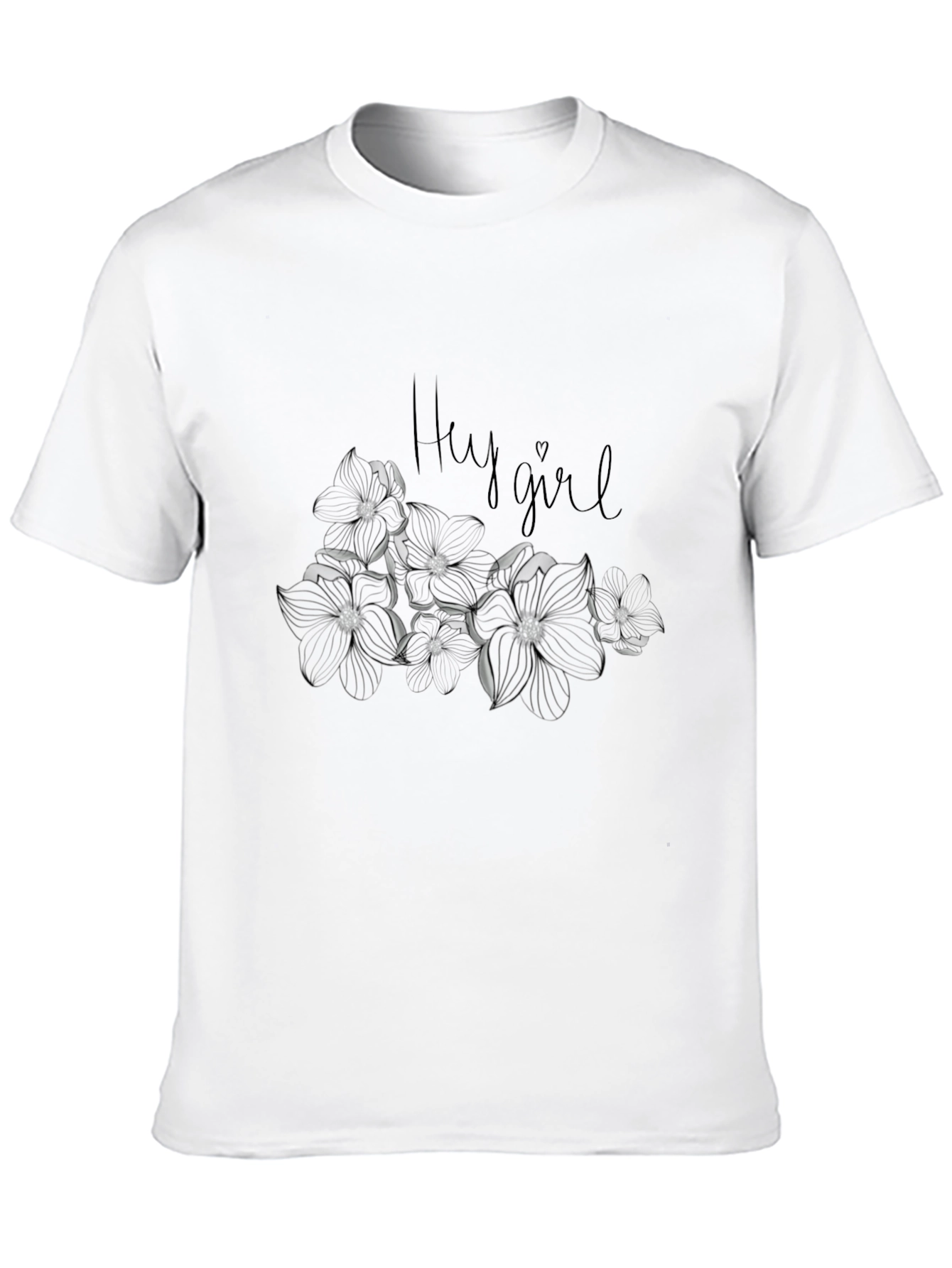 Black Hey Girl Floral Graphic Tee - Black Cotton Blend Casual Top view 10