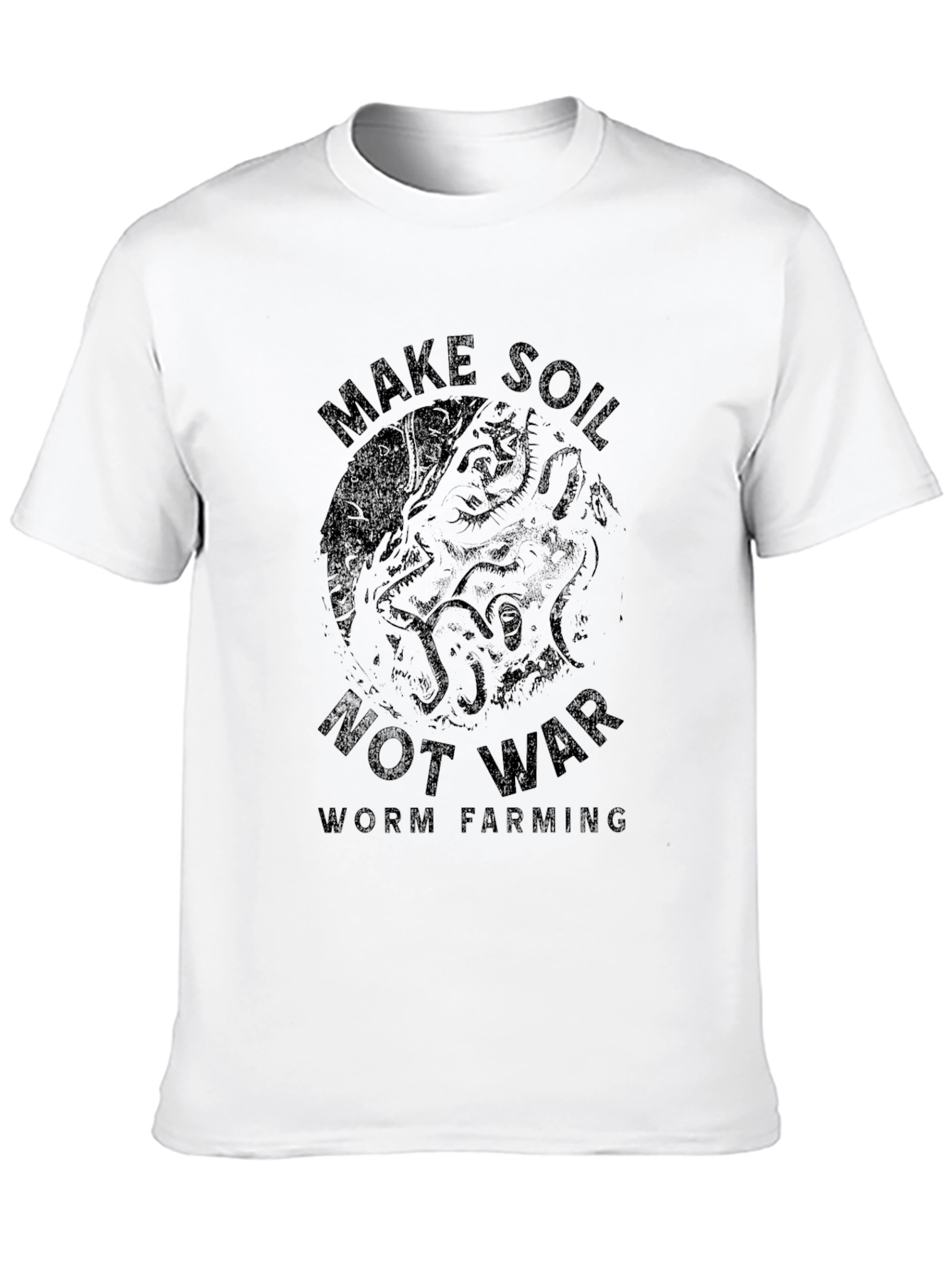 Black Make Soil Not War T-Shirt Worm Farming Tee view 10