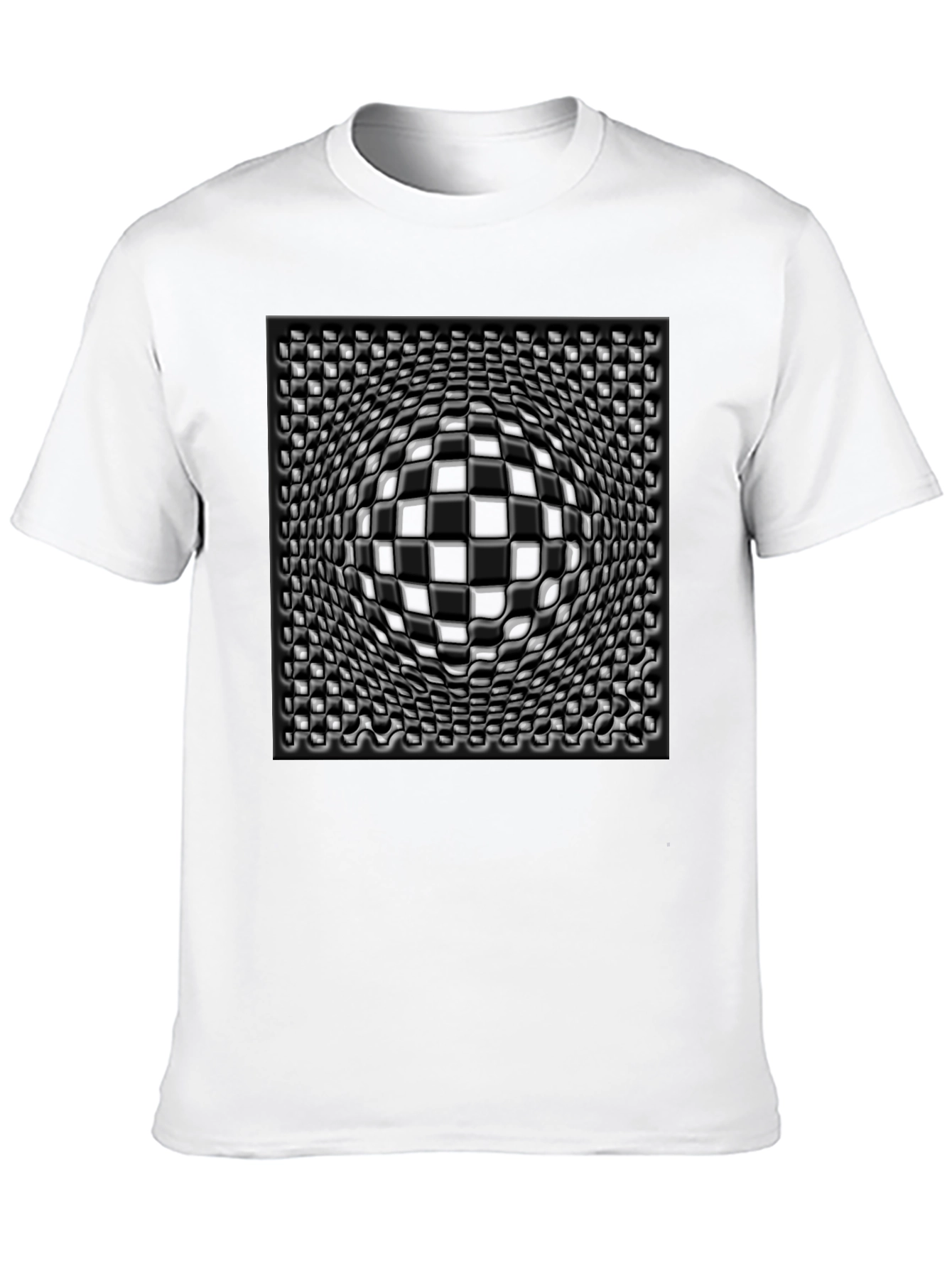 Black 3D Illusion Black Graphic Tee - Stylish Visual Design view 10