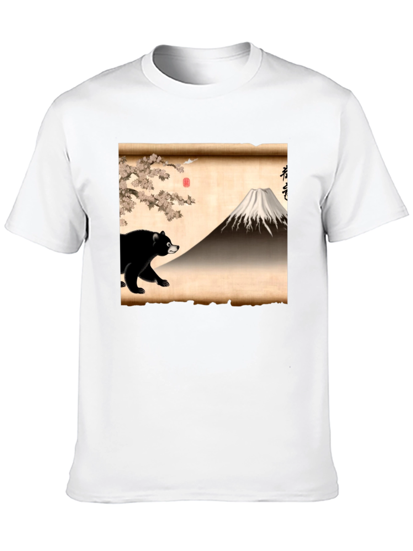 Black Bear & Mt. Fuji Graphic Tee - Japanese Art Shirt view 10