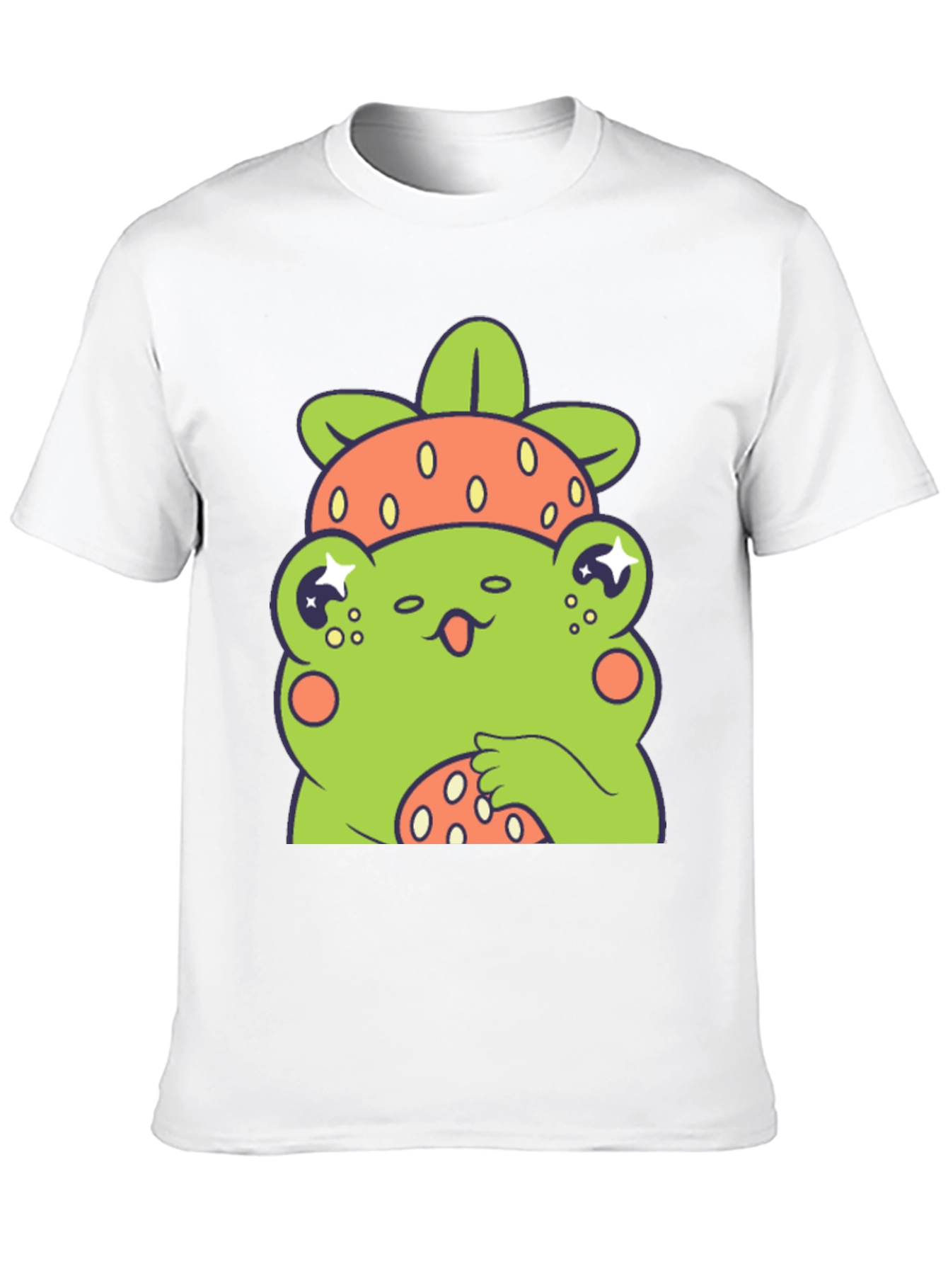 Black Frog Strawberry T-Shirt - Cute Cartoon Graphic Tee view 10
