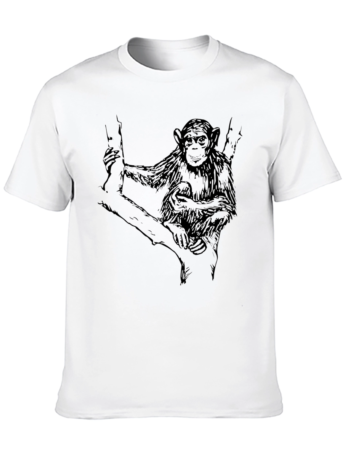 Black Chimpanzee Graphic Print Men's Black T-Shirt view 10