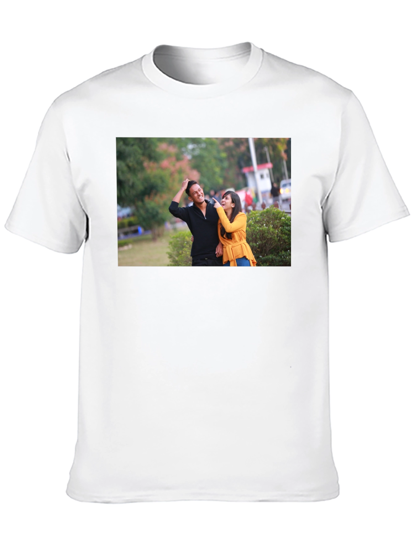 Black Stylish Black T-Shirt with Couple Print view 10
