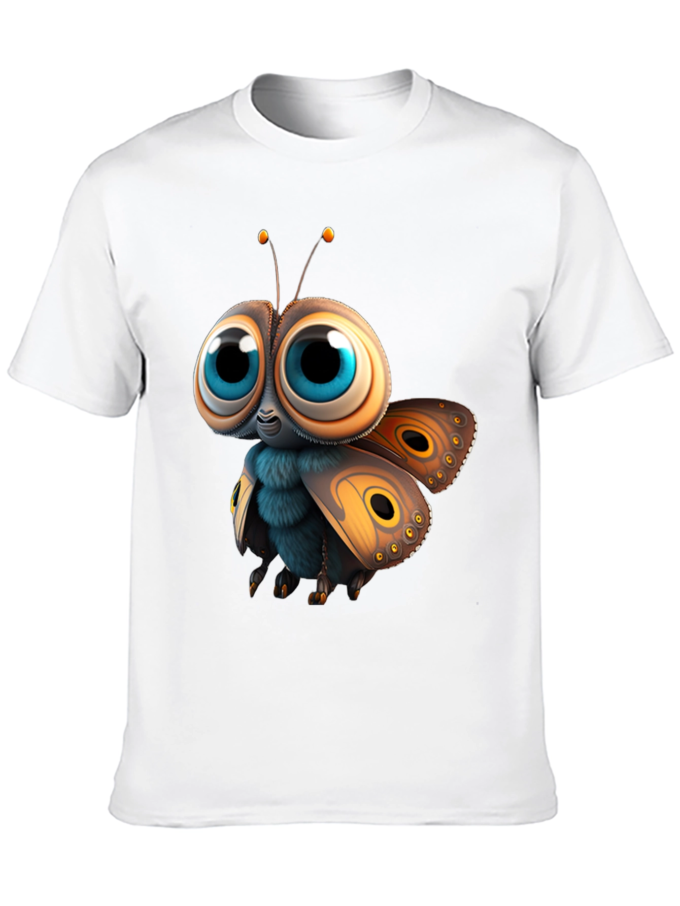 Black Cute Cartoon Moth Graphic Tee - Soft Cotton view 10