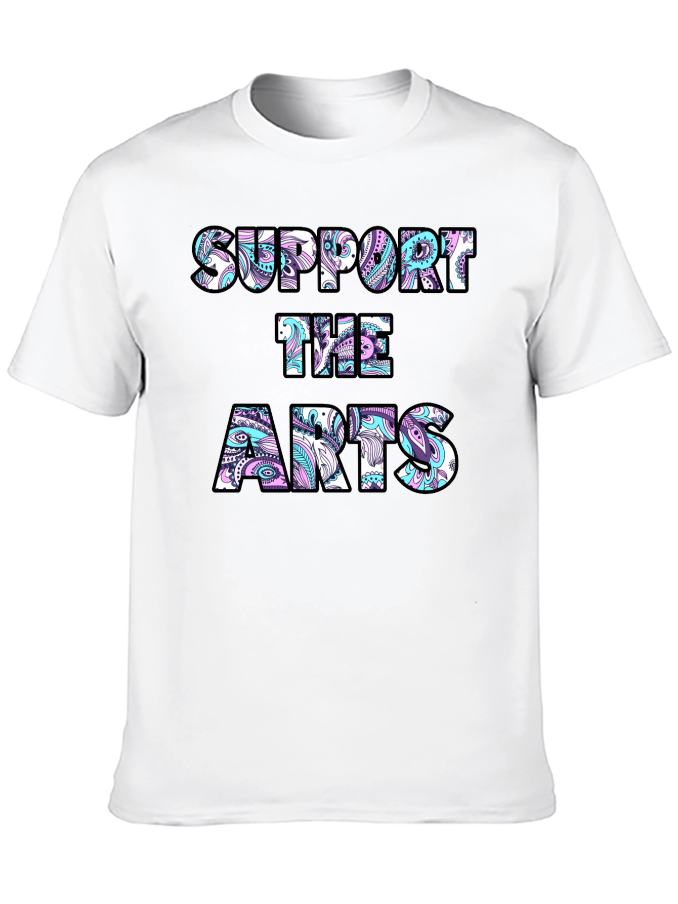 Black Support the Arts Graphic Tee - Black Crew Neck T-Shirt view 10