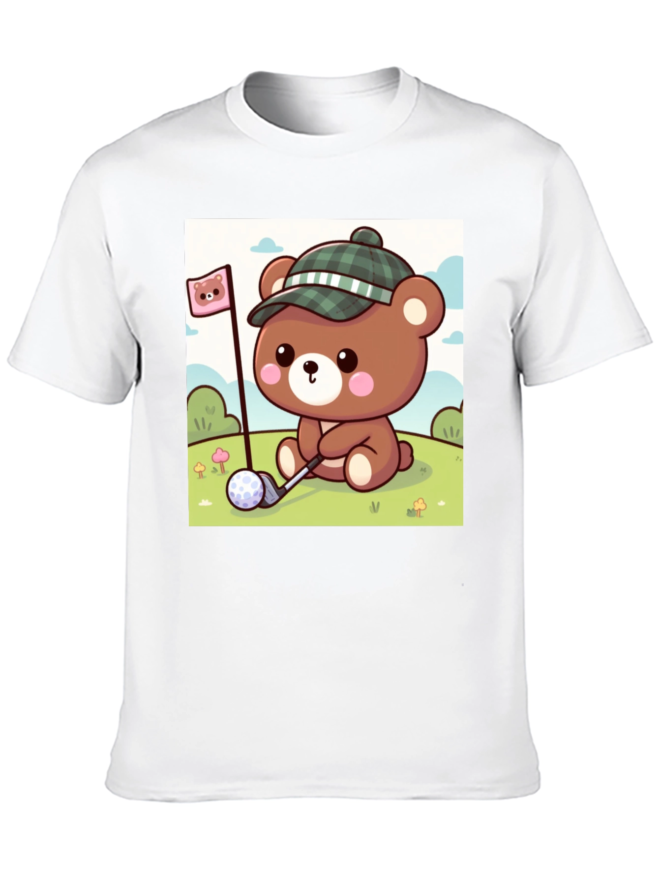Black Cute Golf Bear Tee - Fun Cartoon Graphic T-Shirt view 10