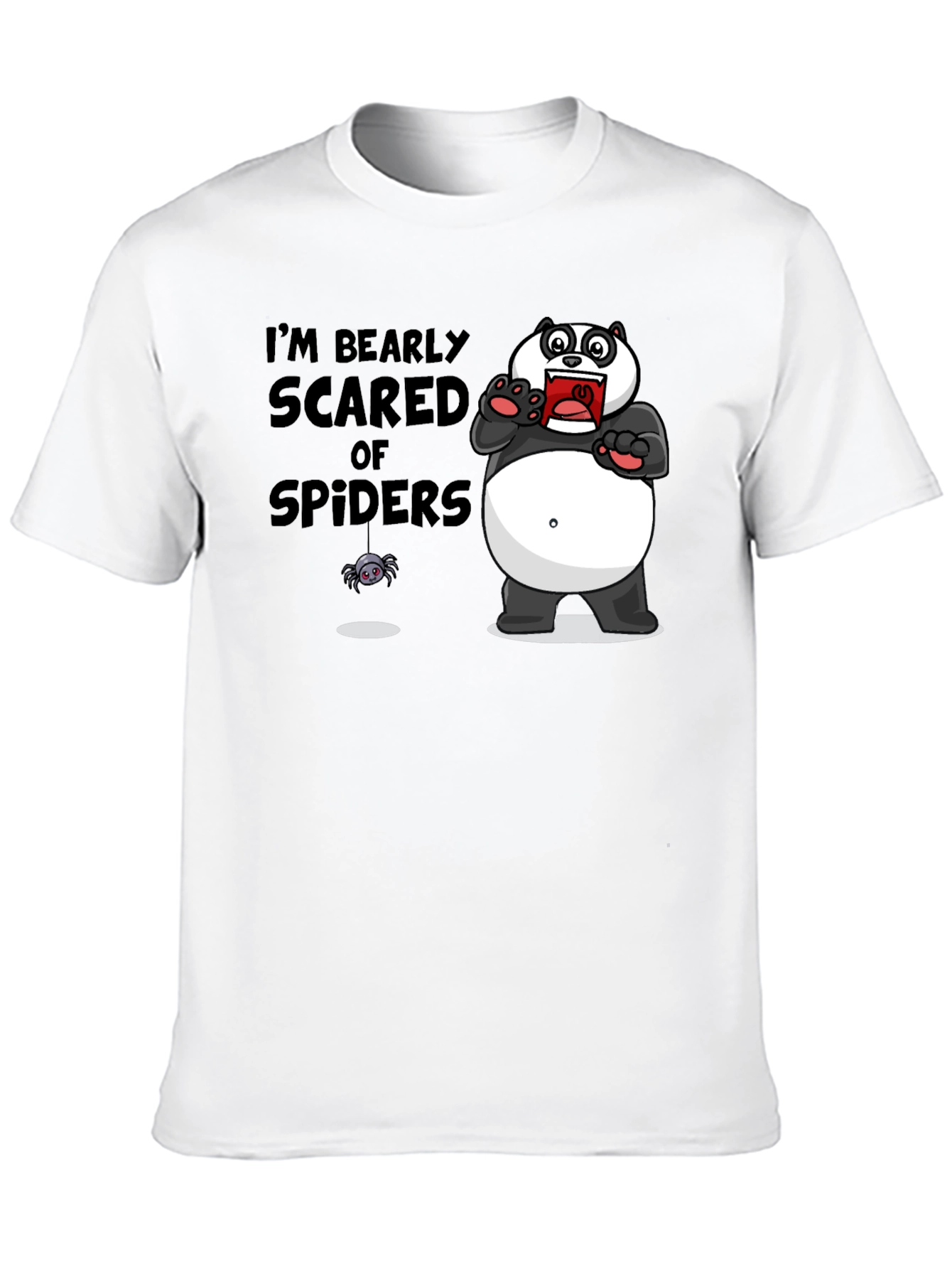 Black Bearly Scared of Spiders T-Shirt Funny Graphic Tee view 10