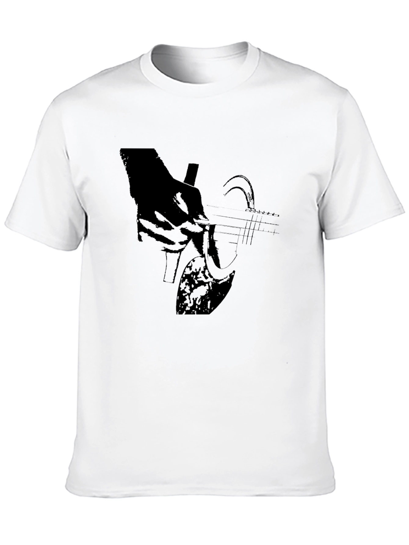 Black Guitar Graphic T-Shirt - Black Cotton Blend view 10