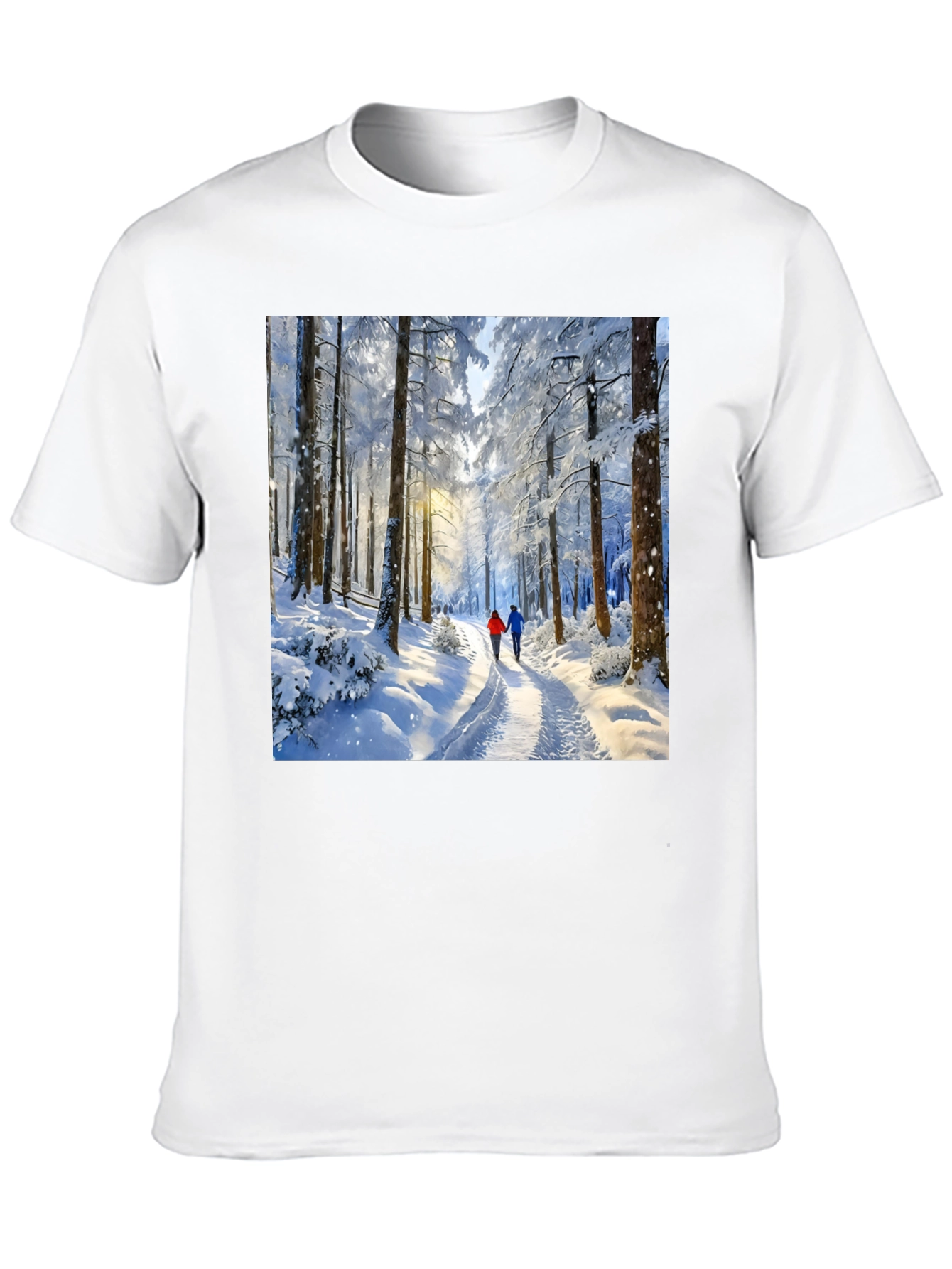 Black Winter Forest Path Graphic Tee view 10