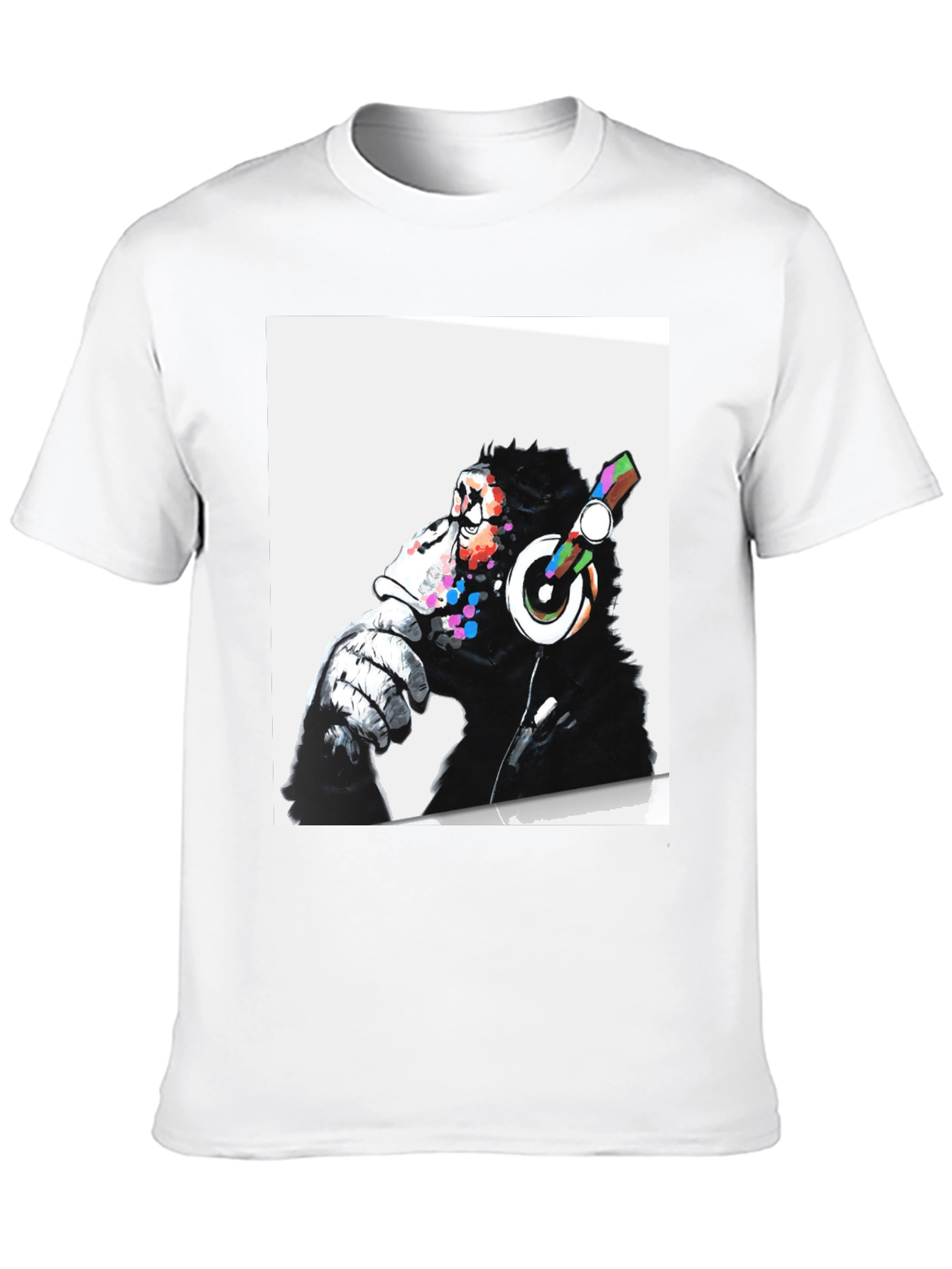 Black Cool Ape DJ Graphic Tee - Black Cotton T-Shirt view 10