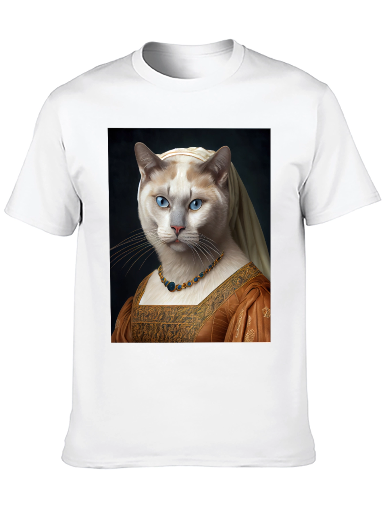 Black Cat Renaissance Portrait T-Shirt - Unique Art Tee view 10