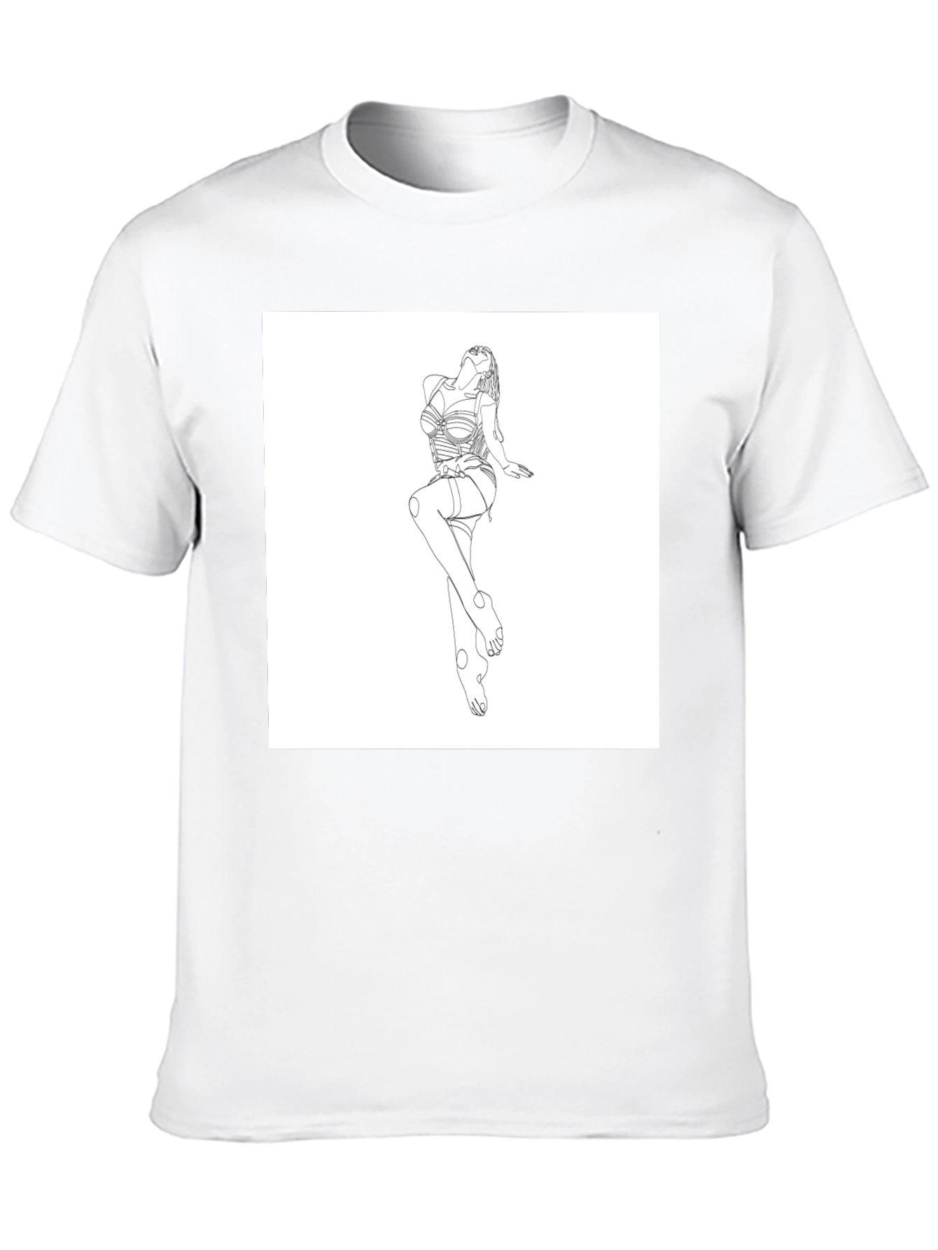 Black Line Art Graphic Tee - Modern Minimalist Design view 10