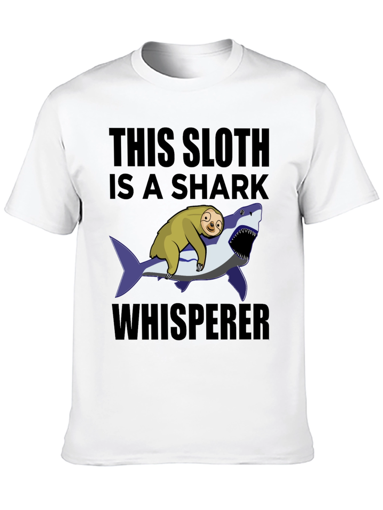 Black Sloth Shark Whisperer T-Shirt - Funny Graphic Tee view 10