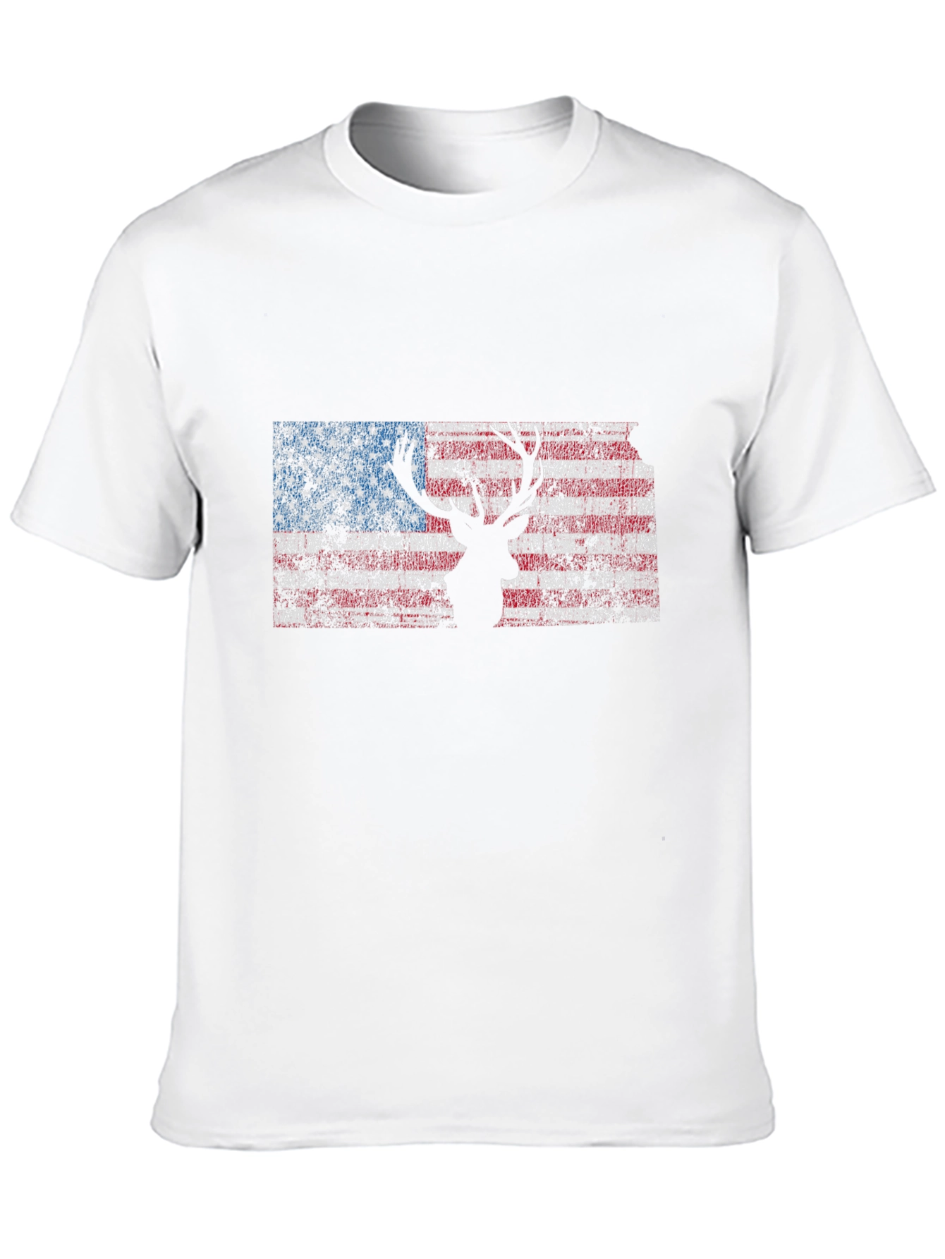 Black American Flag Deer Silhouette Graphic Tee - Patriotic Style view 10