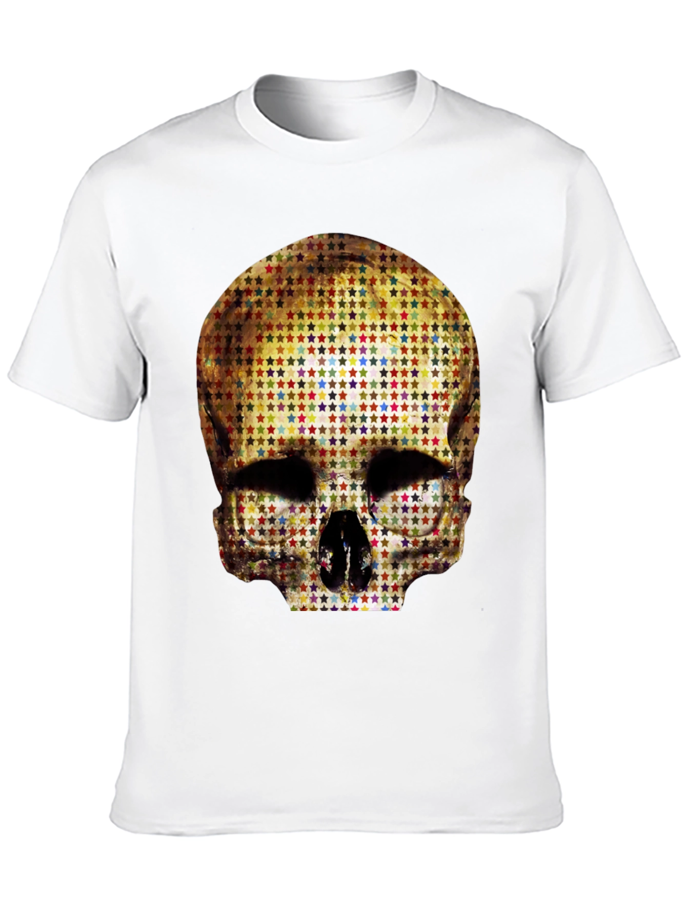 Black Skull Star Pattern Graphic Tee - Black view 10