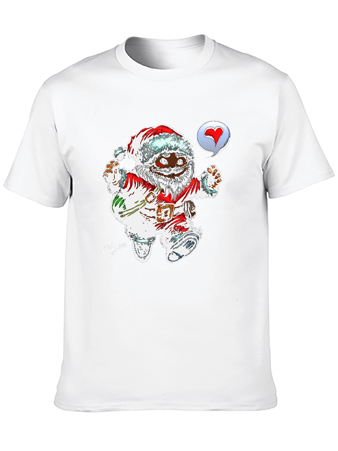 Cartoon Santa Black T-Shirt - 10