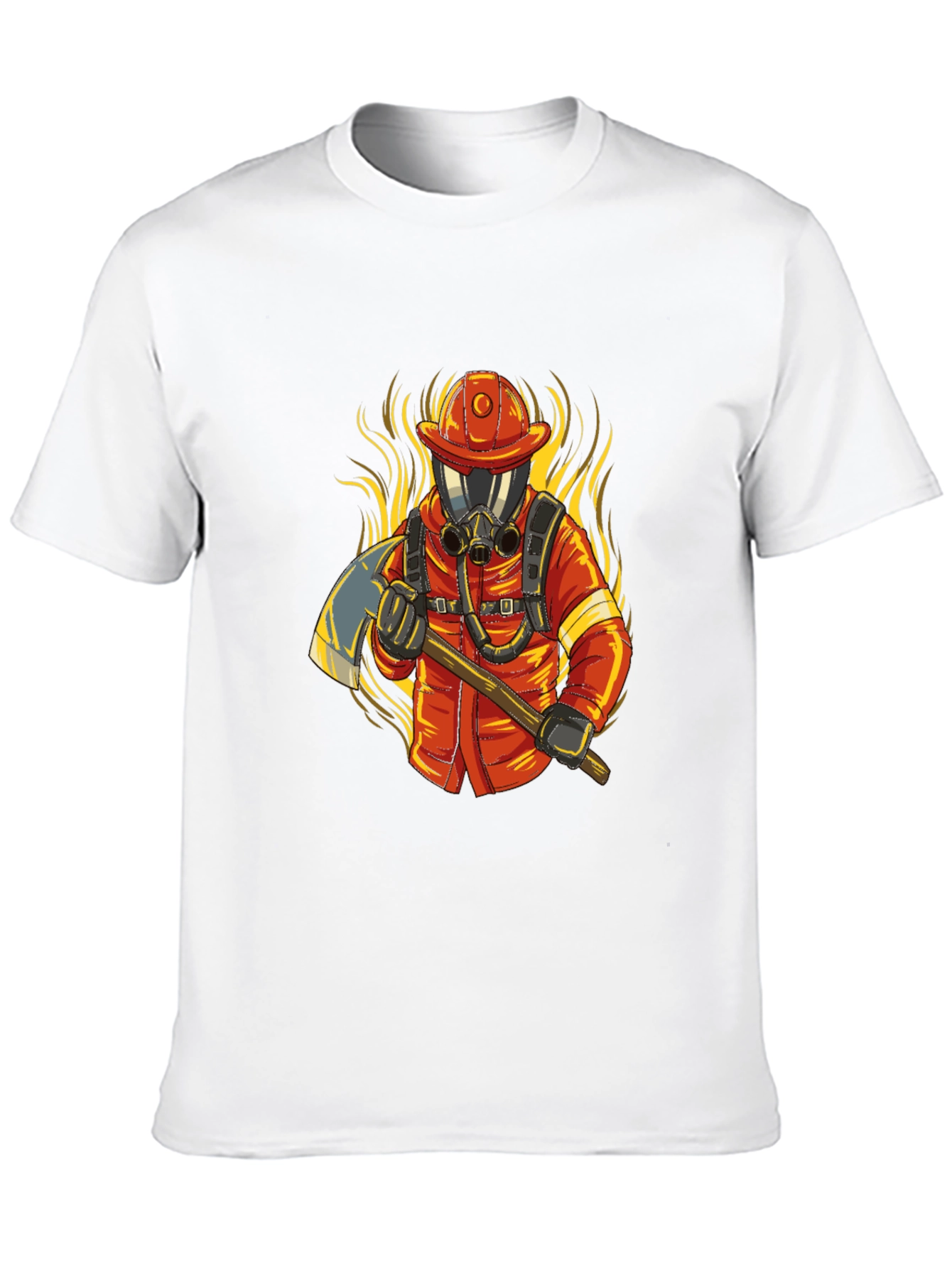 Black Firefighter Graphic Tee - Axe & Flames Design view 10